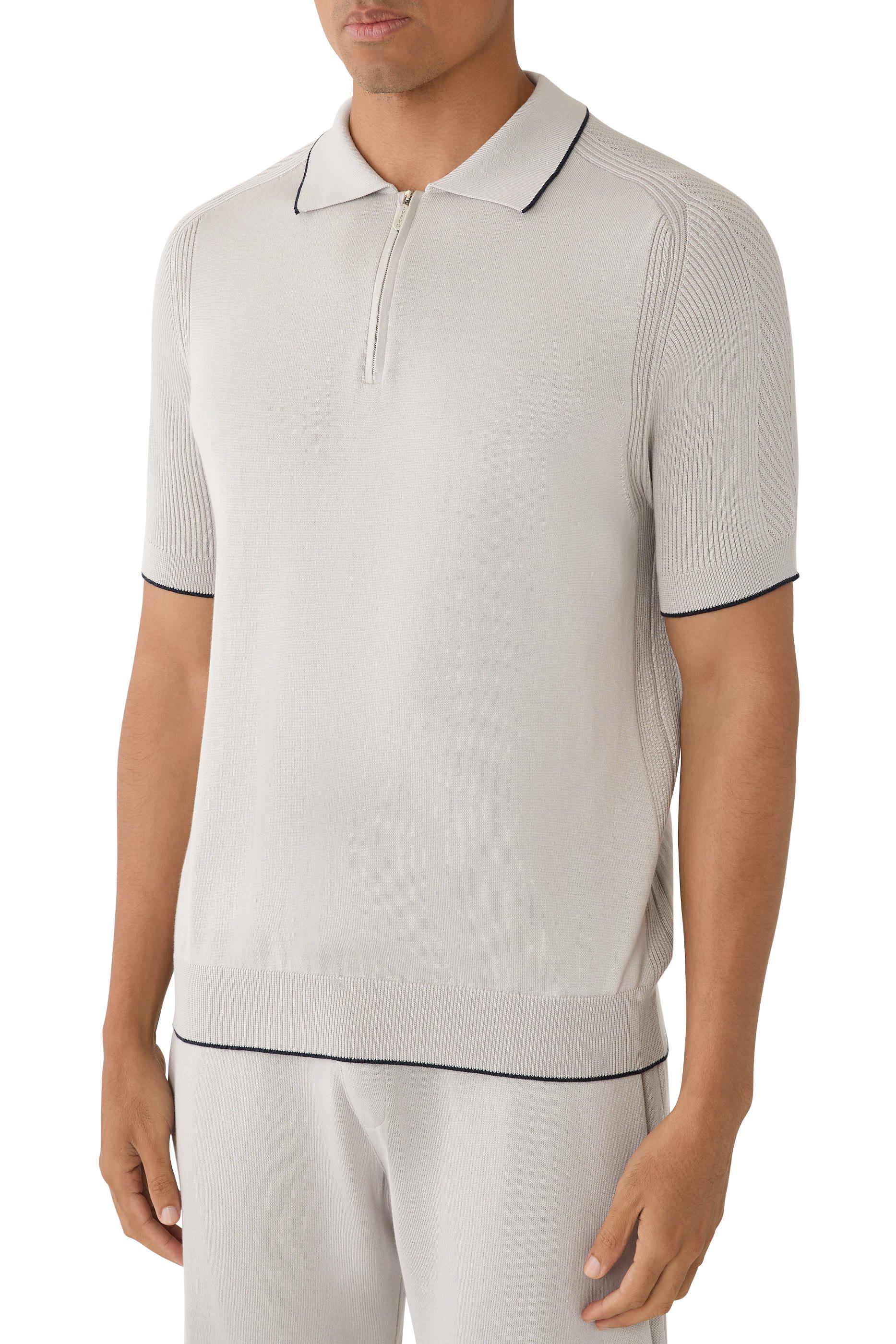 قميص بولو منسوج بسحاب