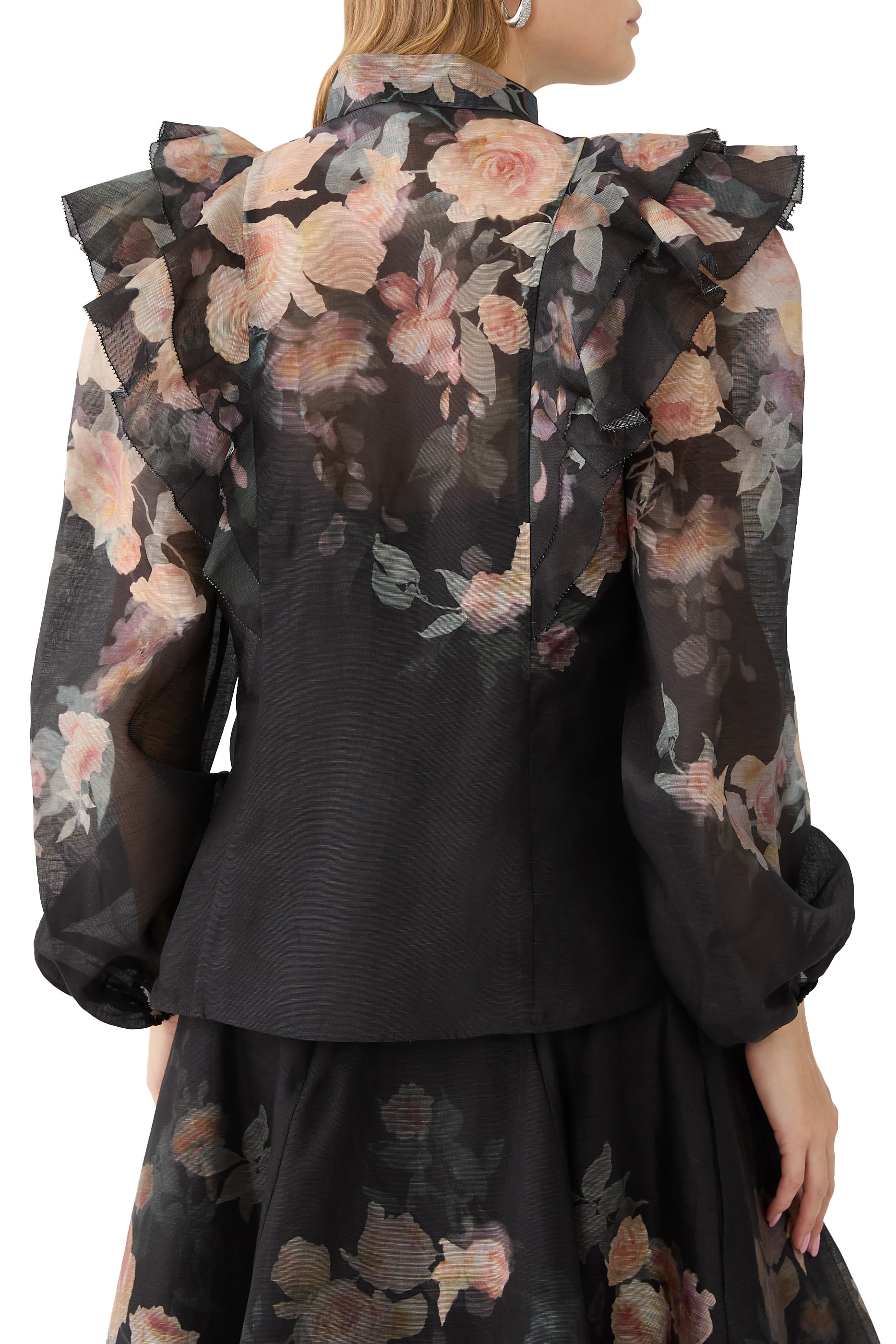 بلوزة كراش بأكمام مع كشكش