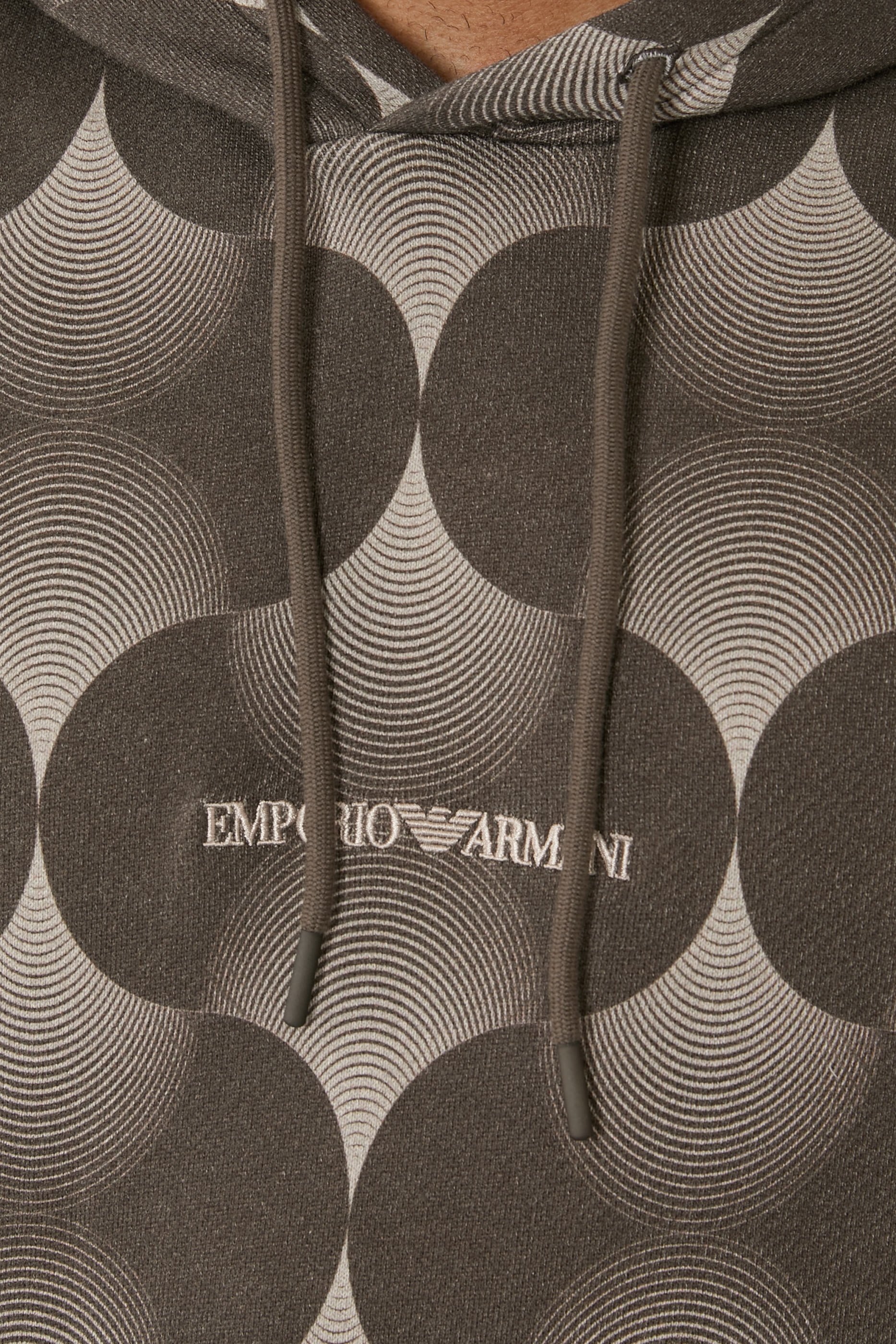 Op-Art Print Hooded Sweatshirt