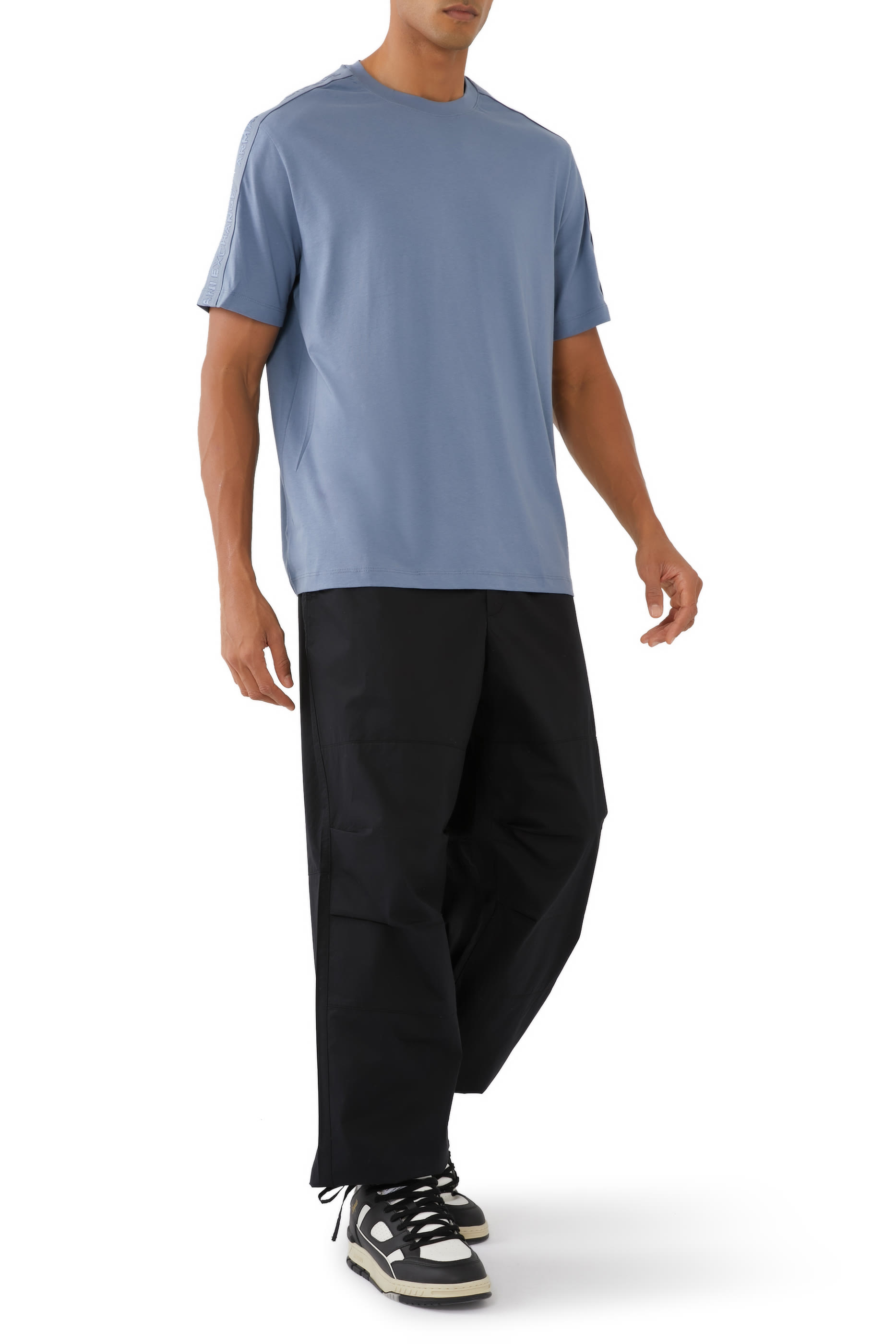 بنطال قطن تويل بقصة واسعة ورباط تضييق