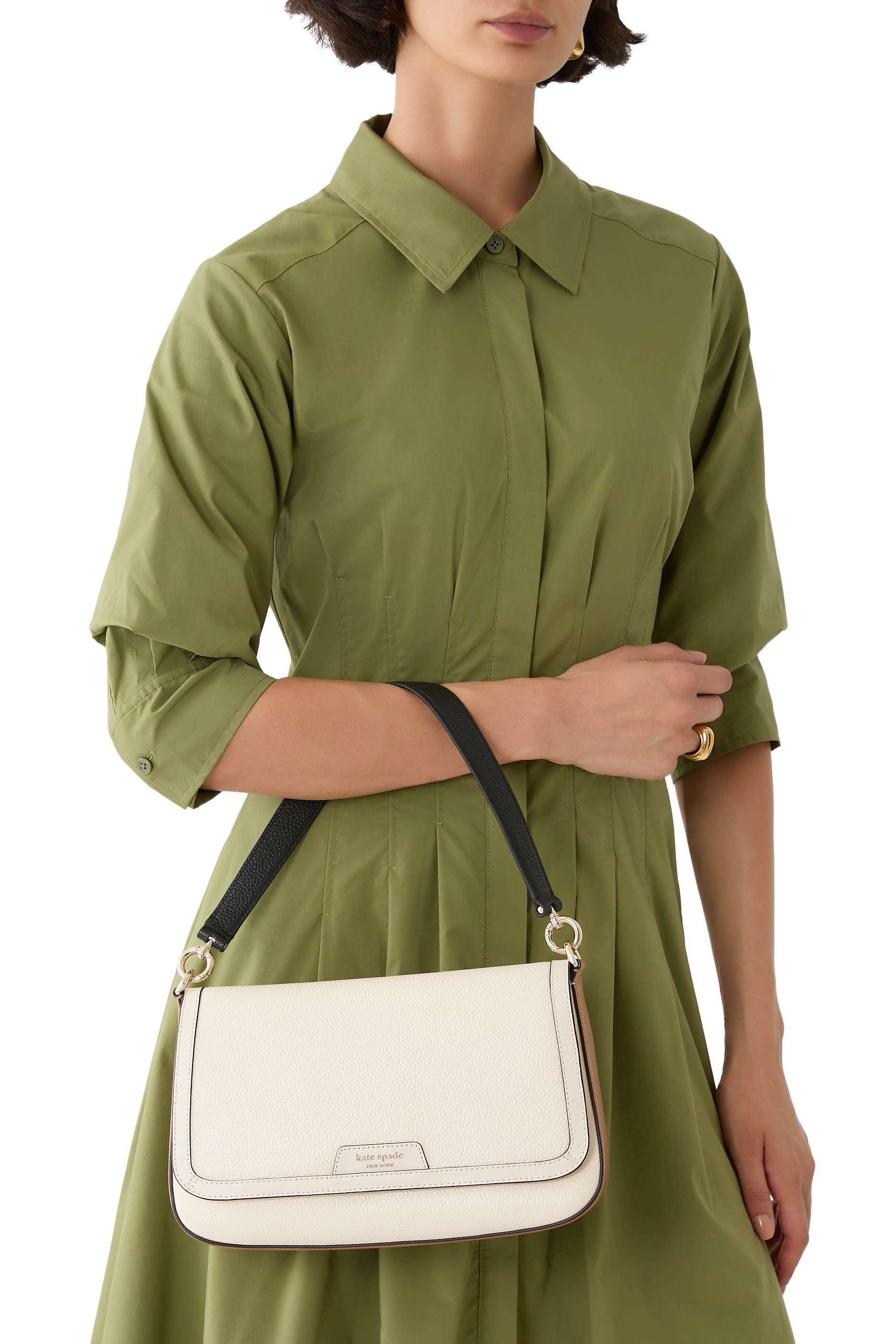 حقيبة كتف هودسون قابلة للتعديل بتصميم مقسم بألوان وغطاء قلاب