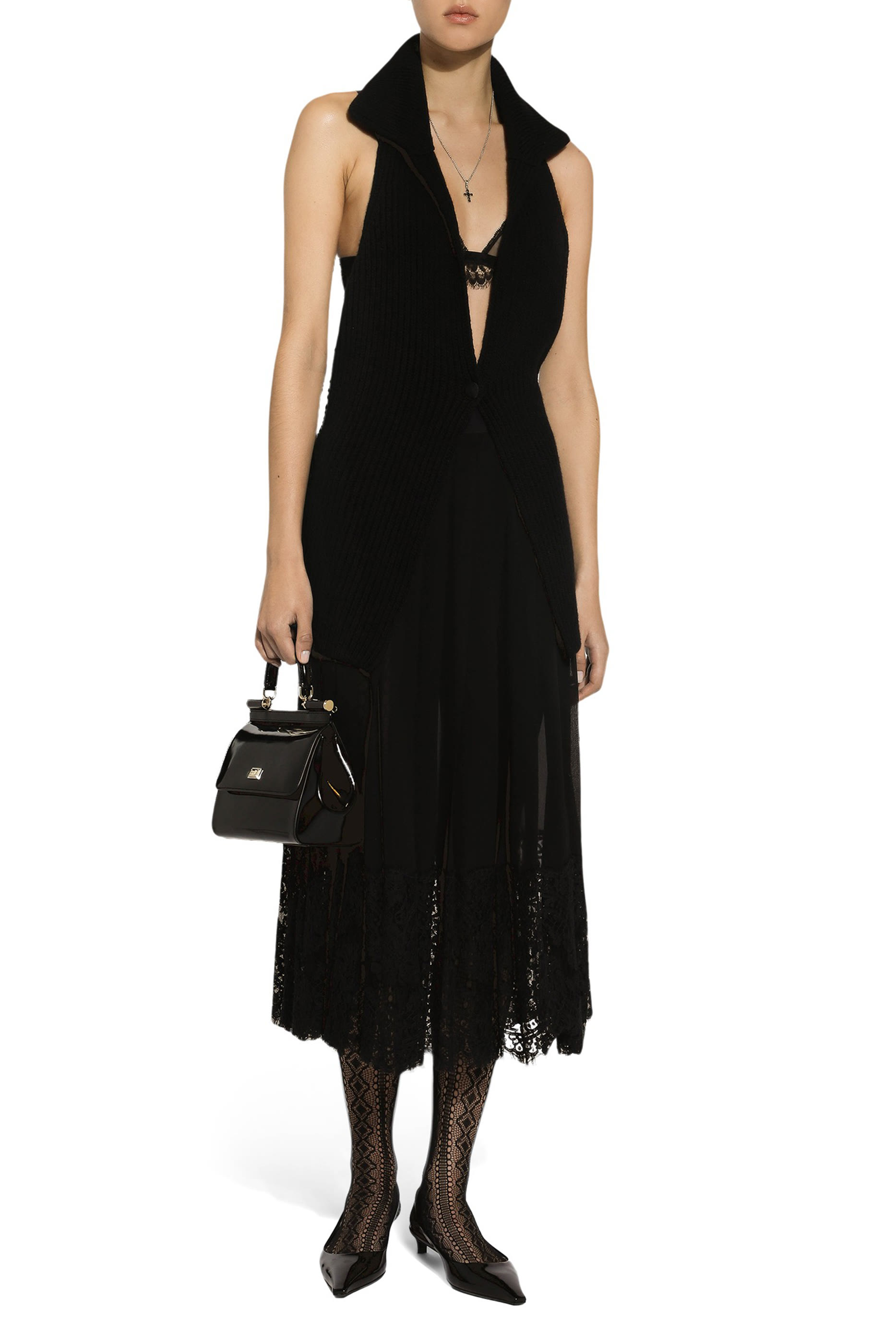 تنورة طويلة جورجيت بحواف دانتيل