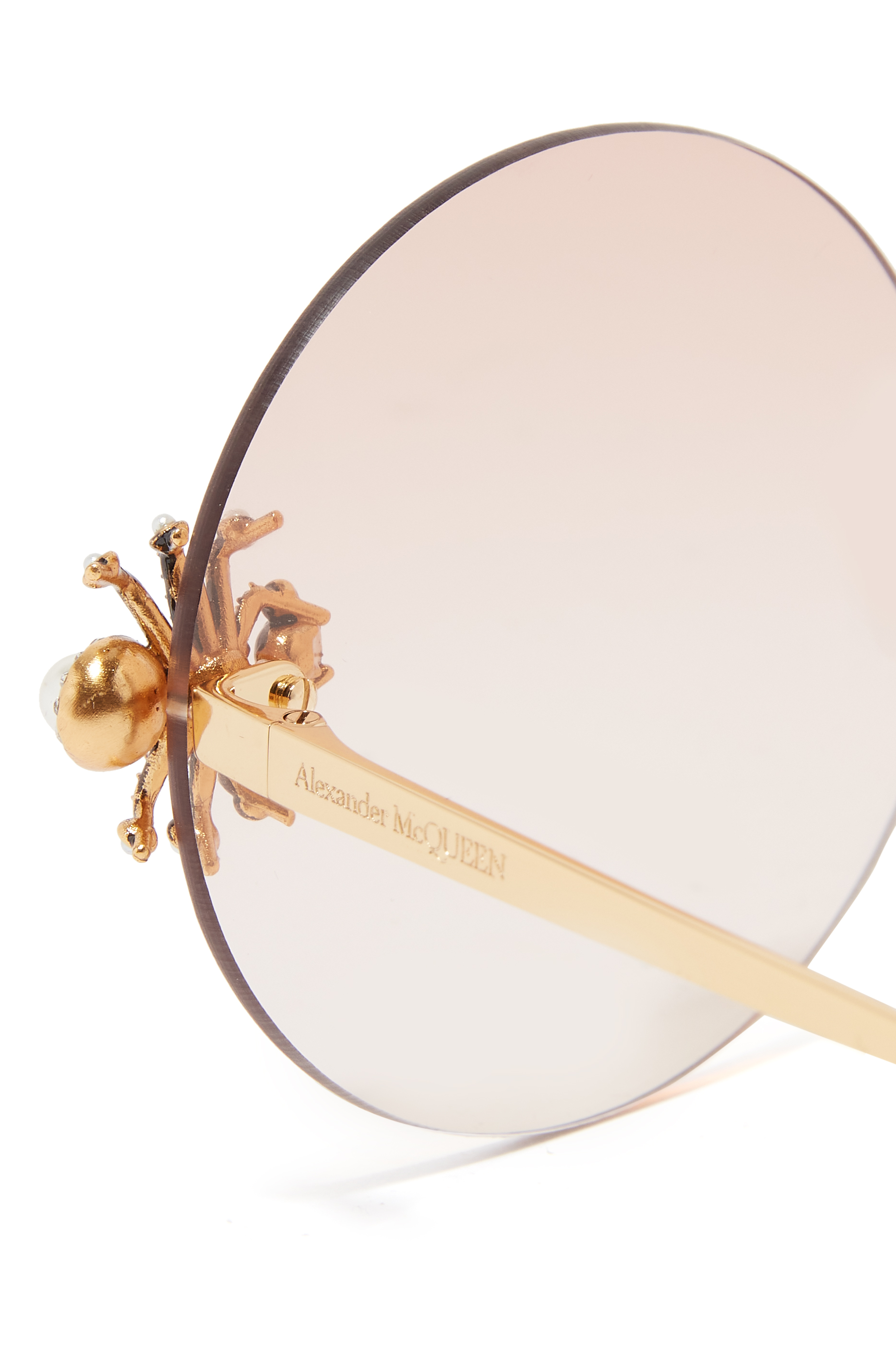 نظارة شمسية دائرية بتصميم عنكبوت مرصعة بالجواهر