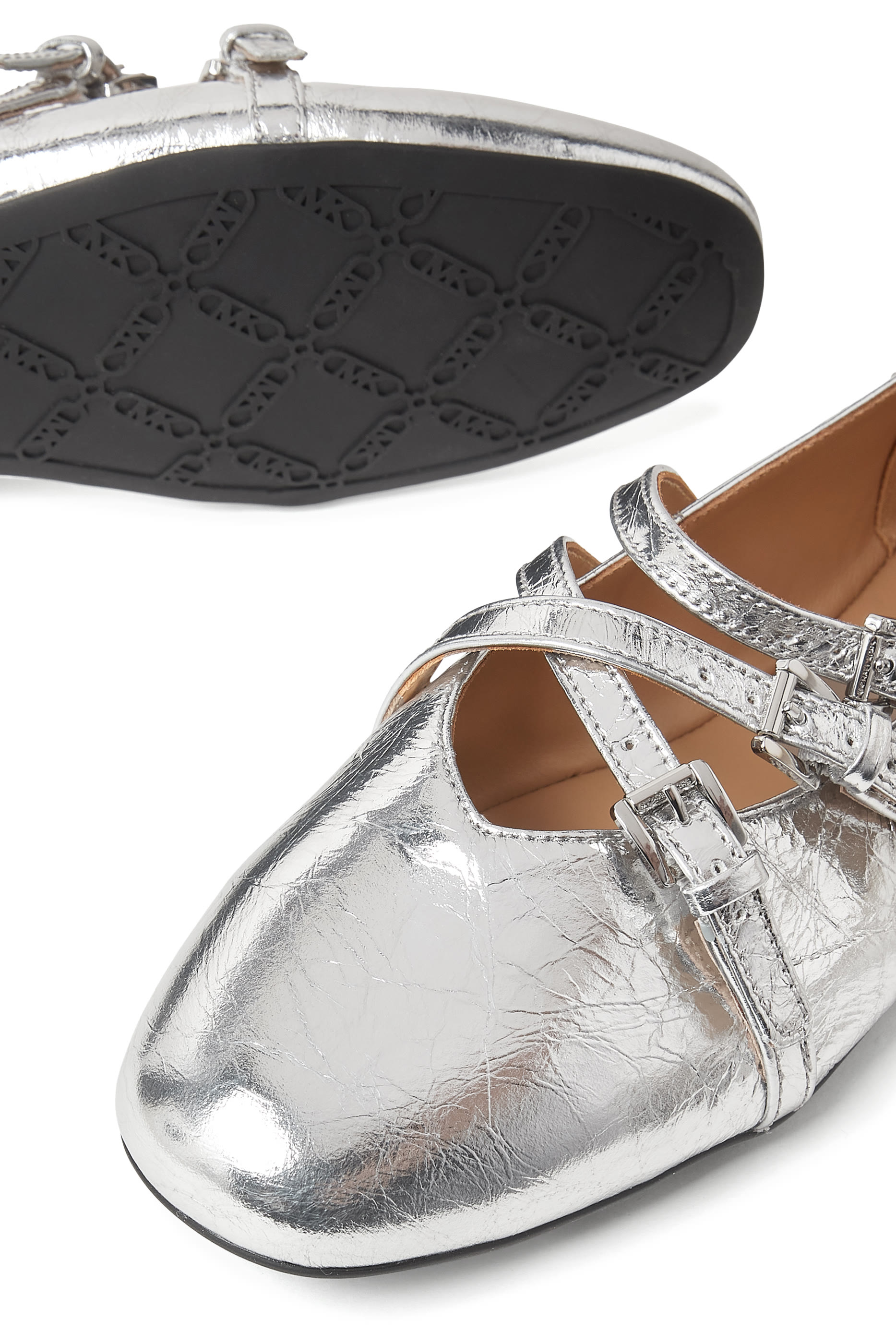 Indy Flex Crackled Metallic Leather Ballet Flats