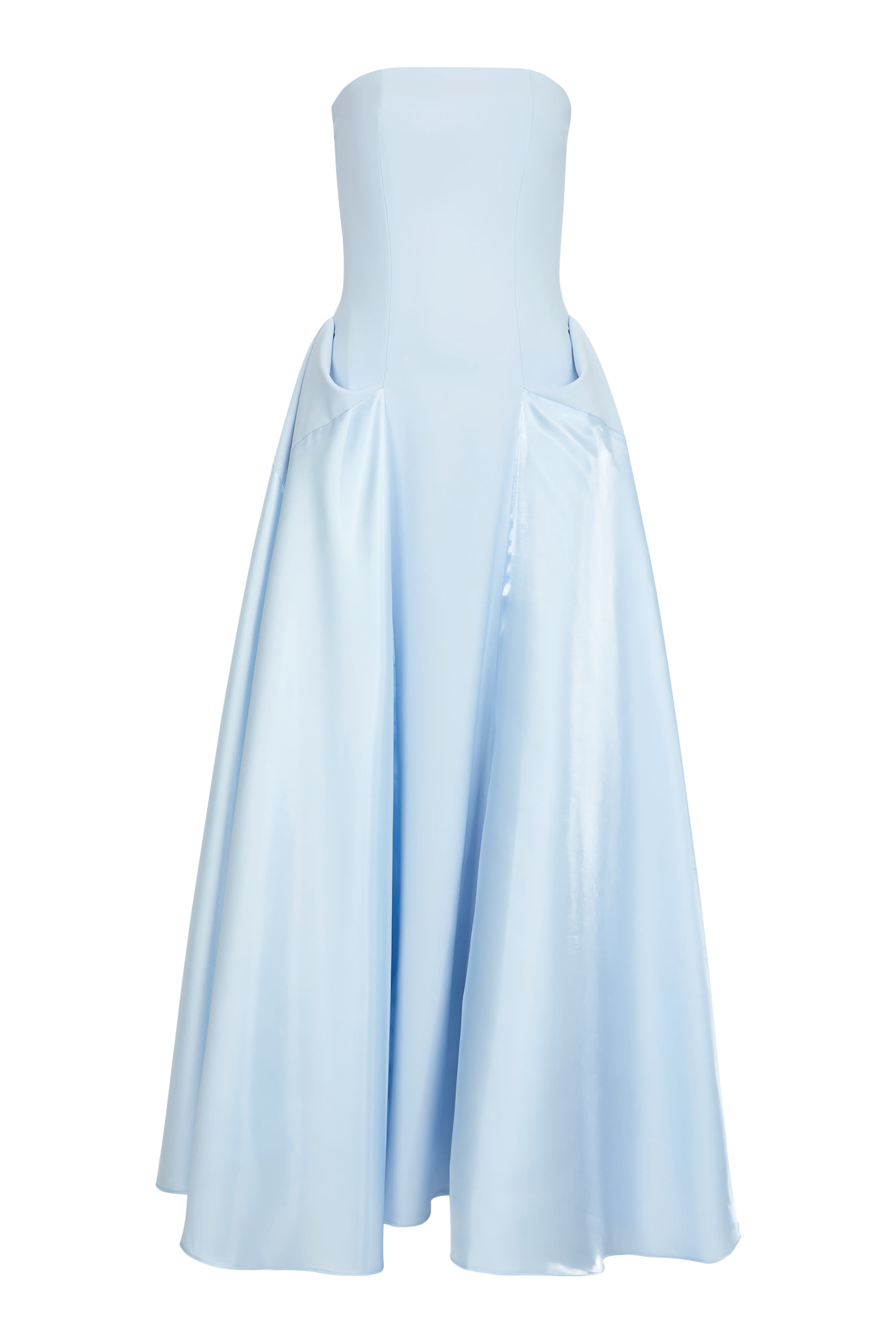 فستان سهرة بقصة واسعة بلا حمالات