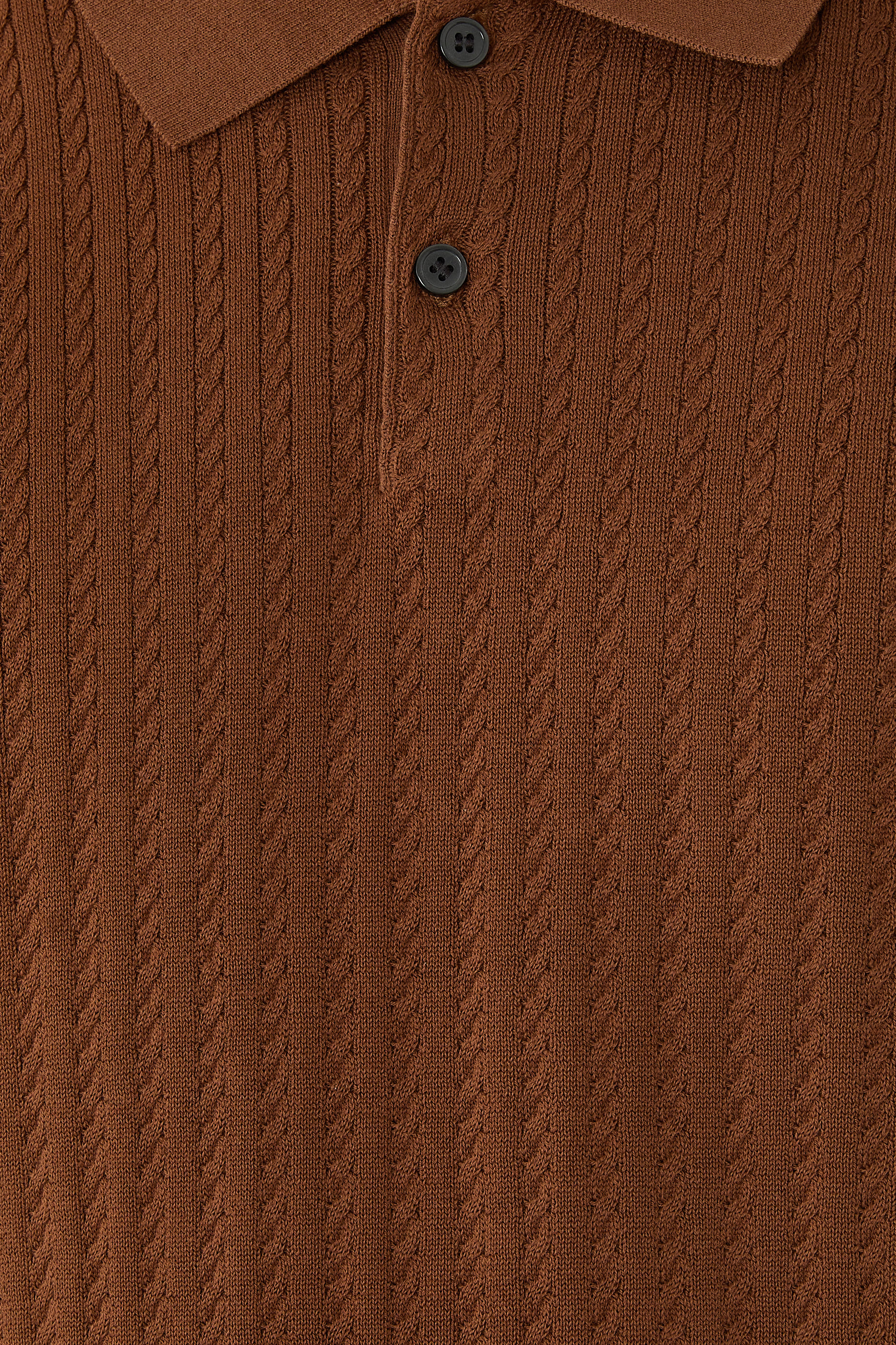 قميص بولو قطن منسوج بغرزة الضفيرة