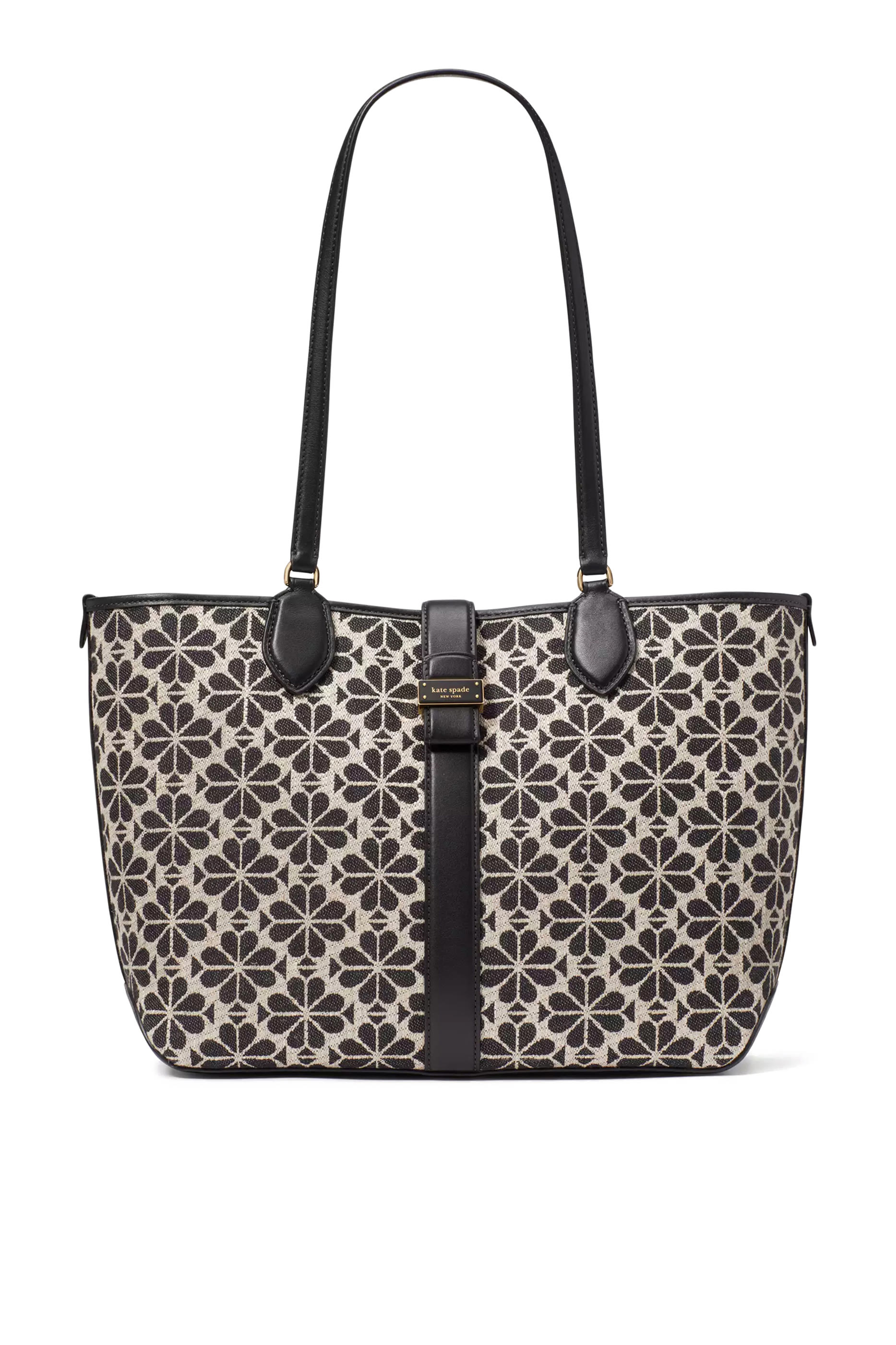 حقيبة يد متوسطة بنقشة زهور بالشكل البستوني جاكار