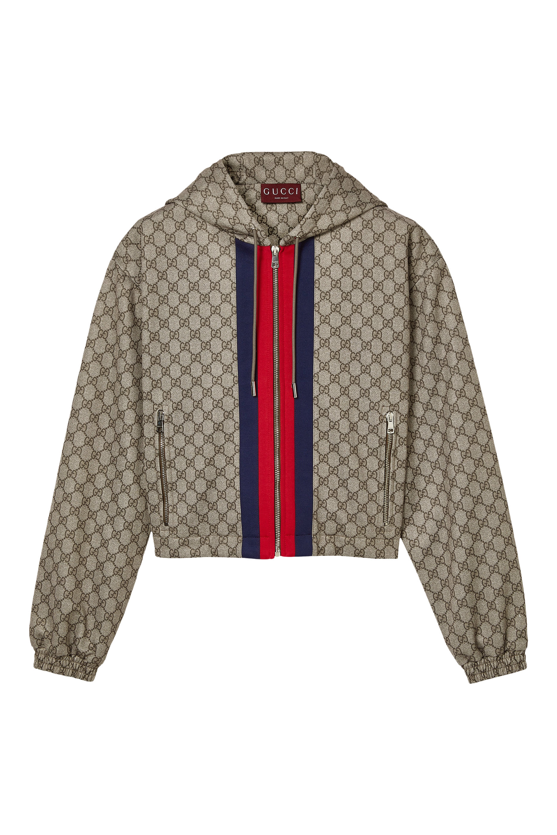 جاكيت بسحاب ونقشة حرفي شعار الماركة جسرسيه معالج