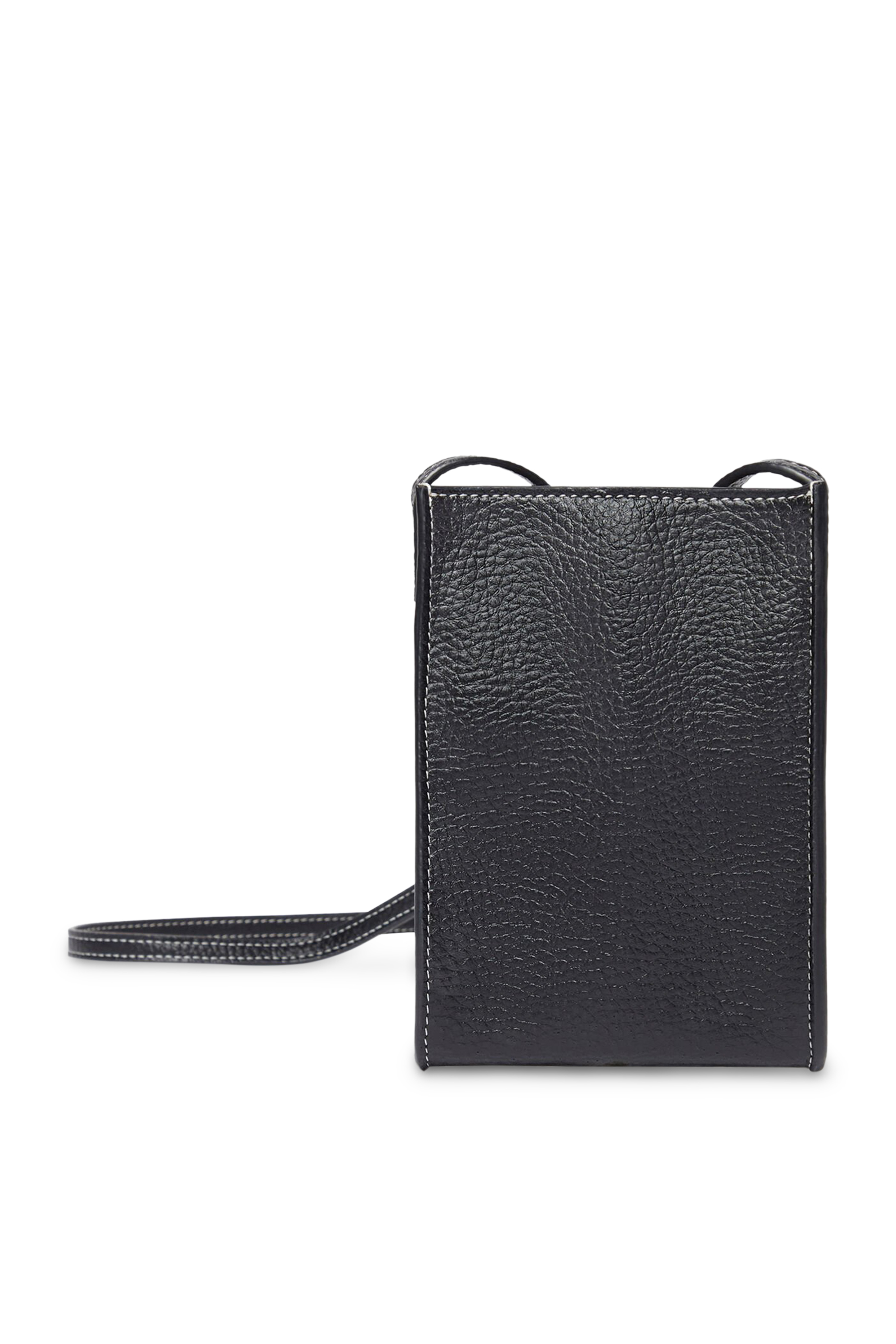 حقيبة كروس بودي صغيرة للهاتف بشعار الماركة جلد نباتي بارز الملمس