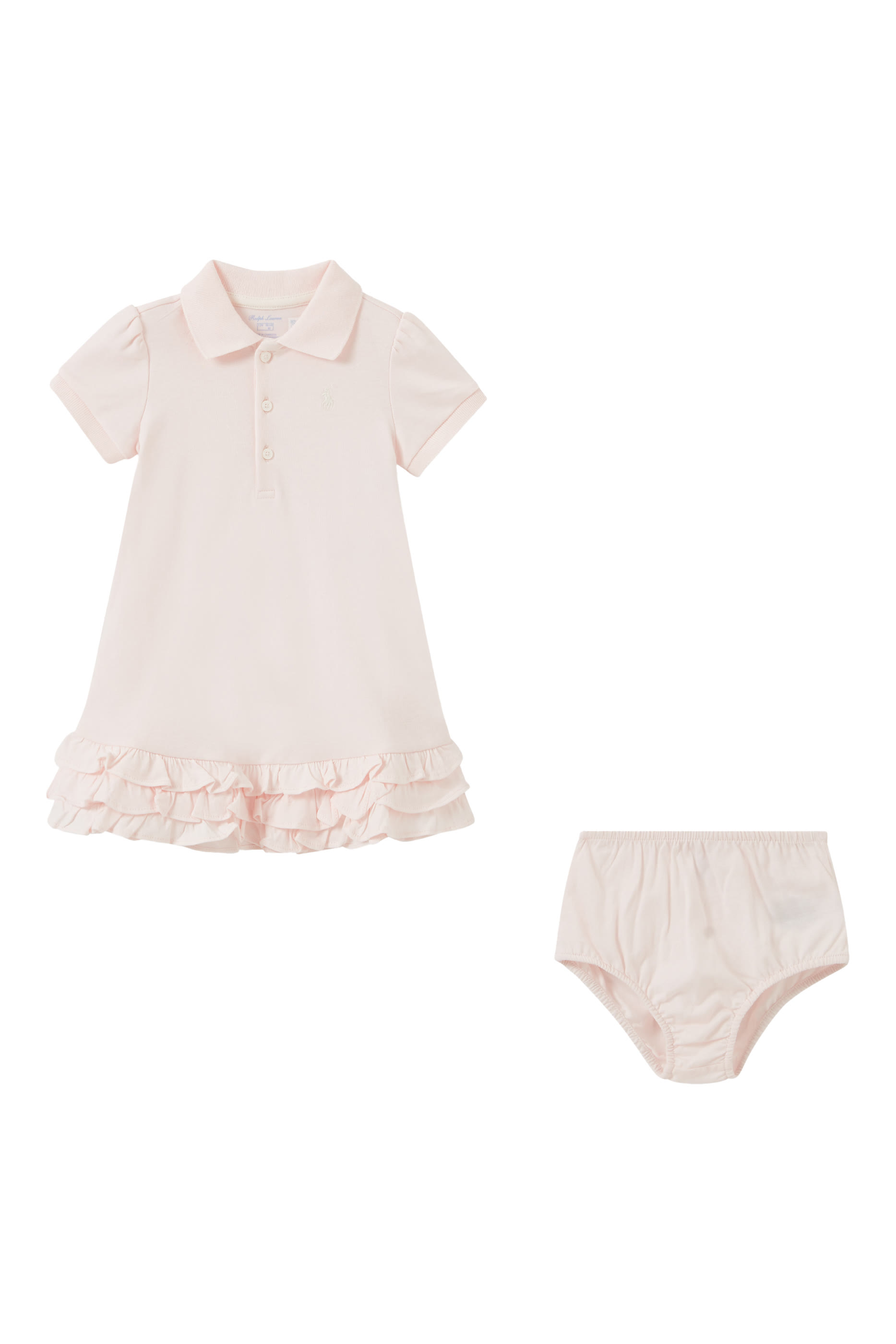 فستان بولو قطن بيكيه بكشكش وسروال تحتي