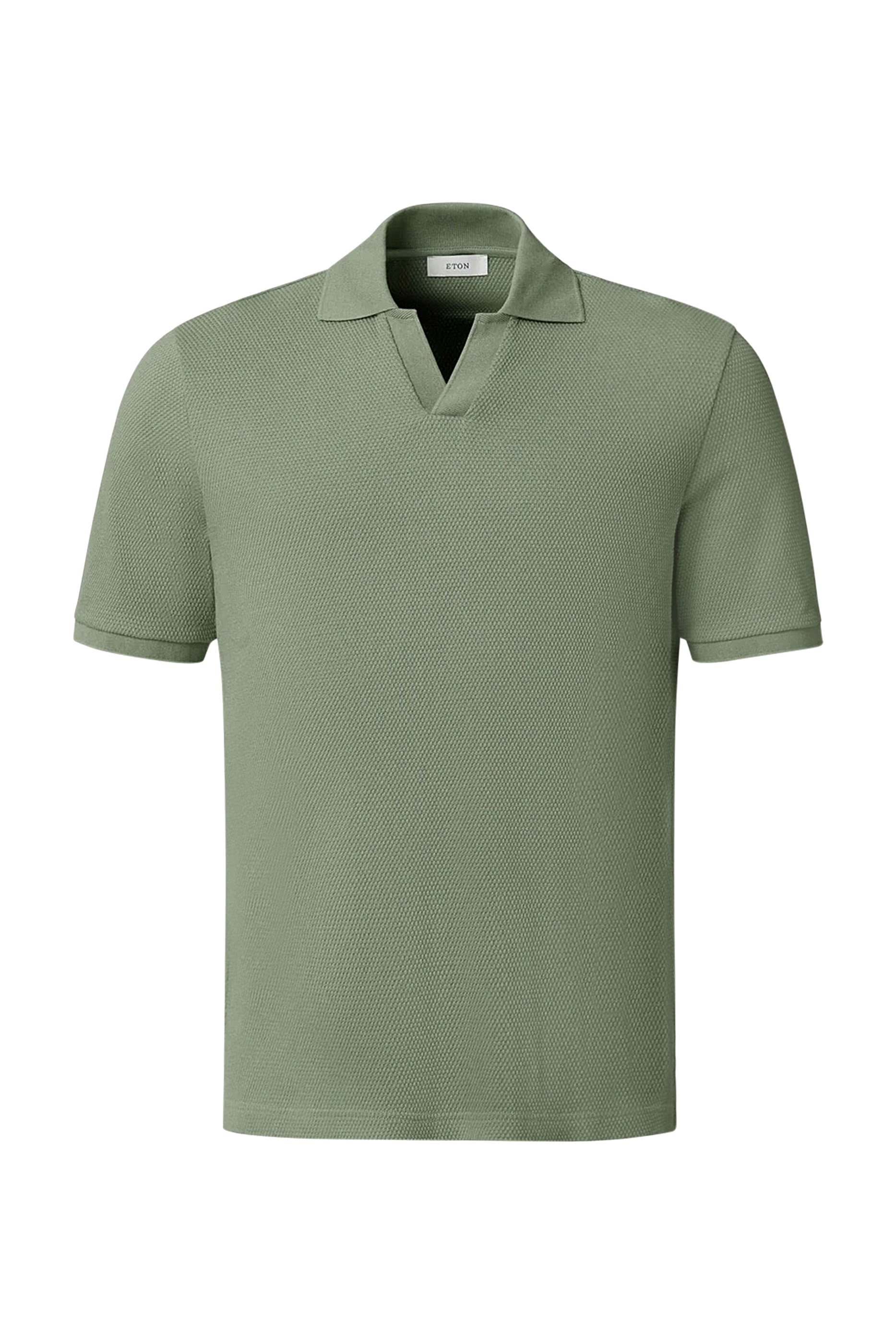 قميص بولو منسوج بياقة مفتوحة