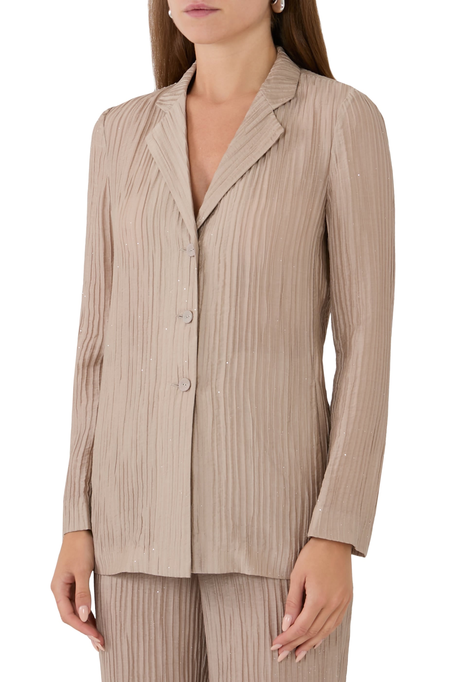 Button-Up Pleated Shirt