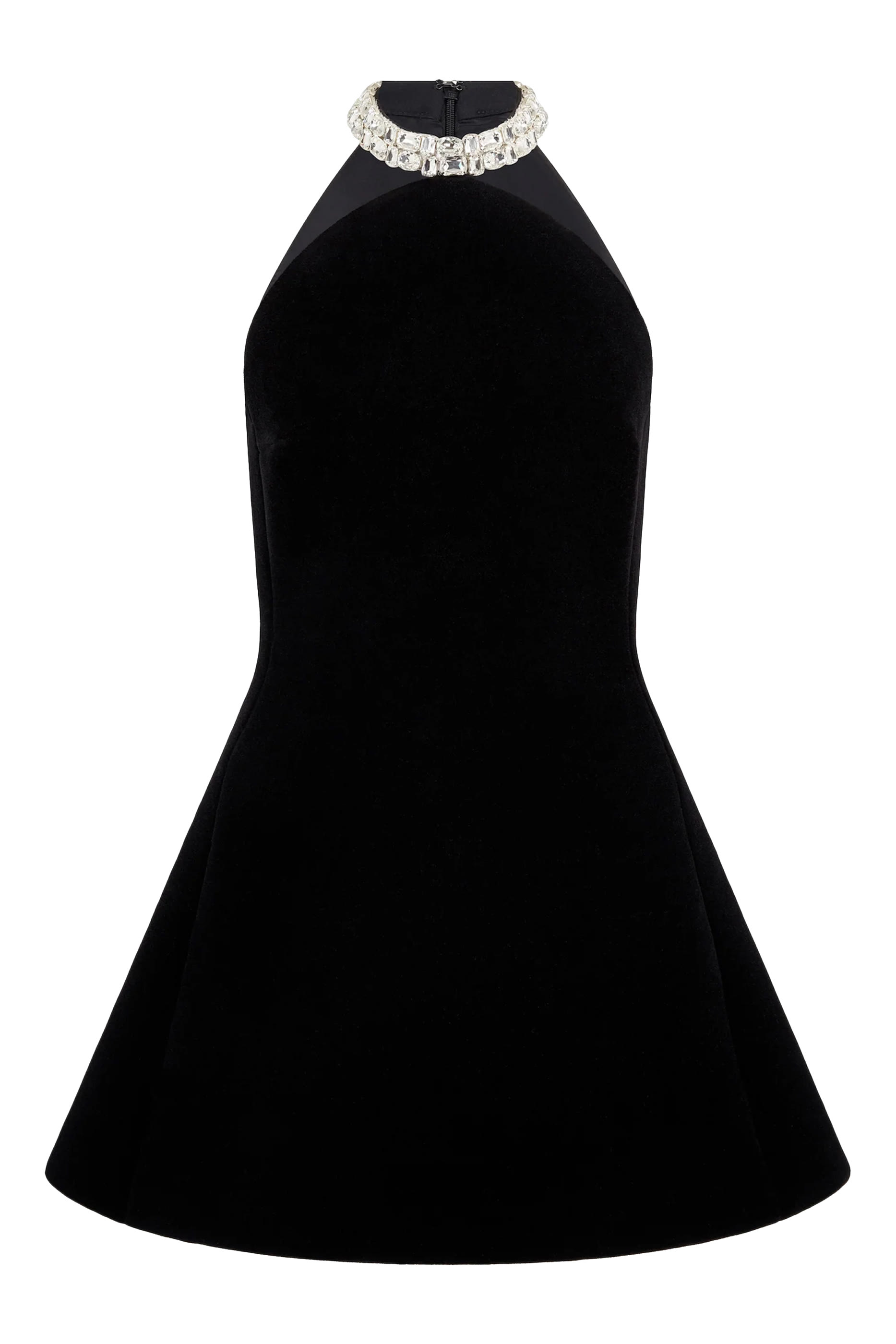 Crystal Embellished Neck Mini Dress