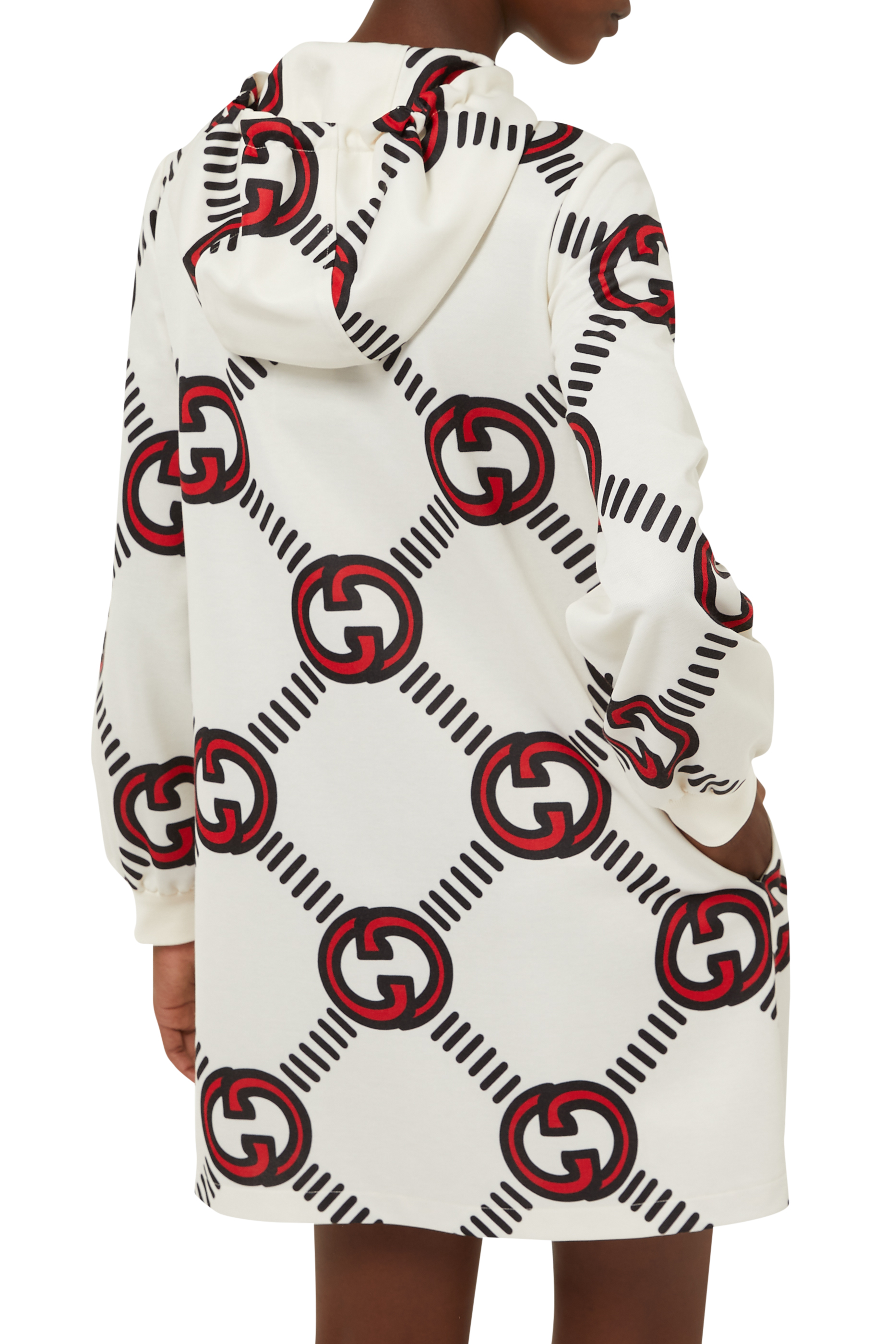 فستان جيرسيه معالج بشعار حرفي GG متداخلين&rlm;