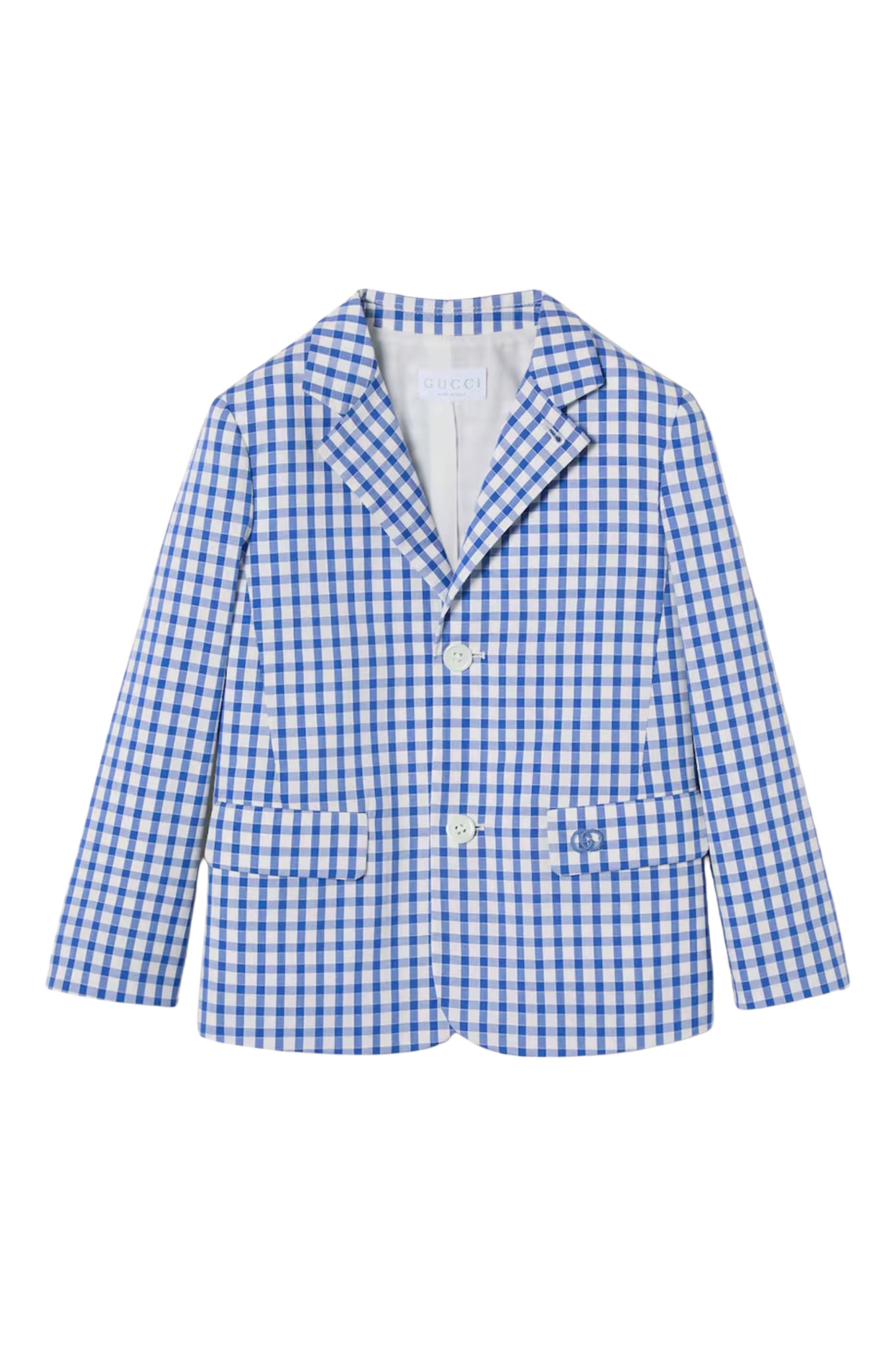 Kids Interlocking G Embroidery Gingham Jacket