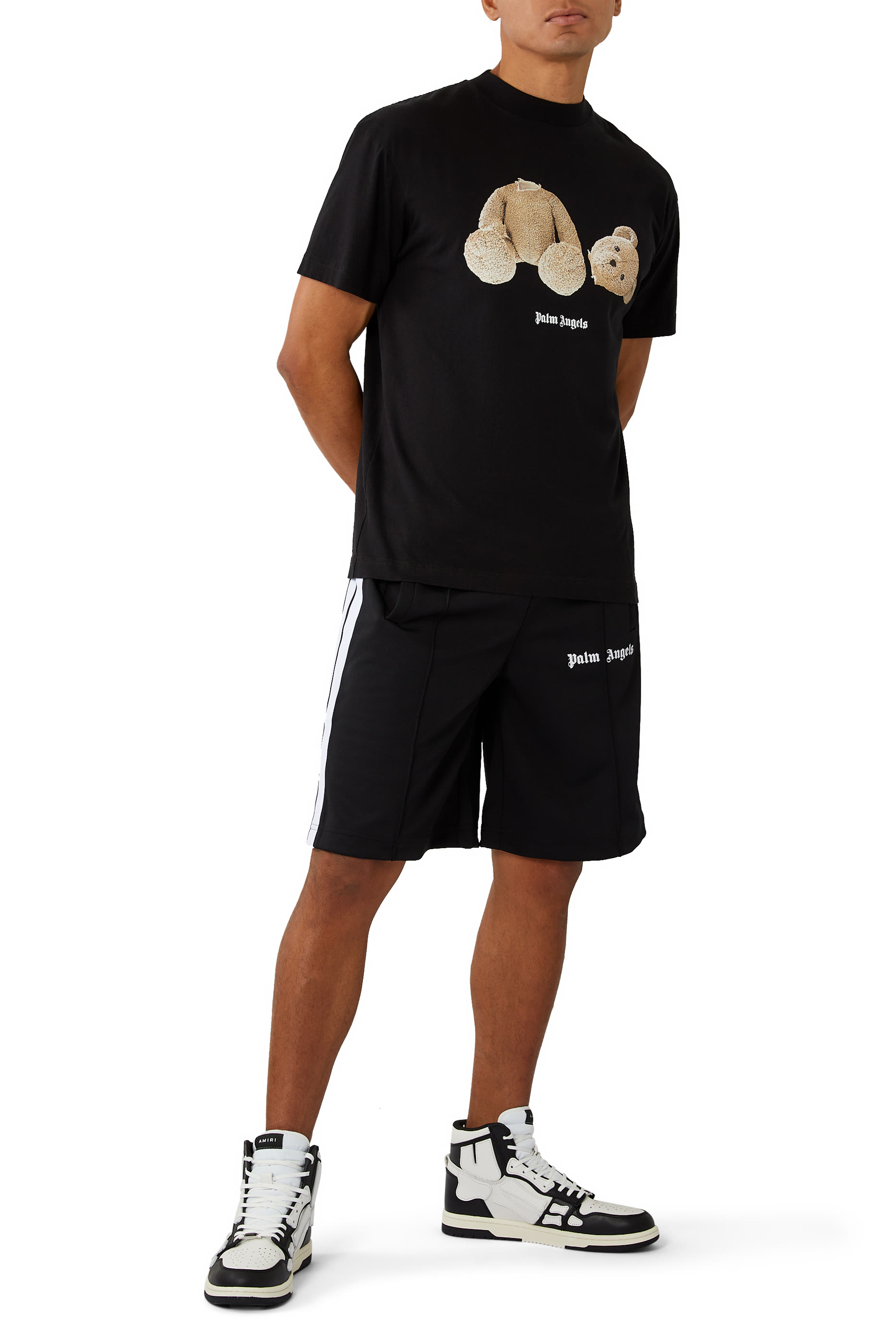 تيشيرت كلاسيك بطبعات دب وشعار الماركة