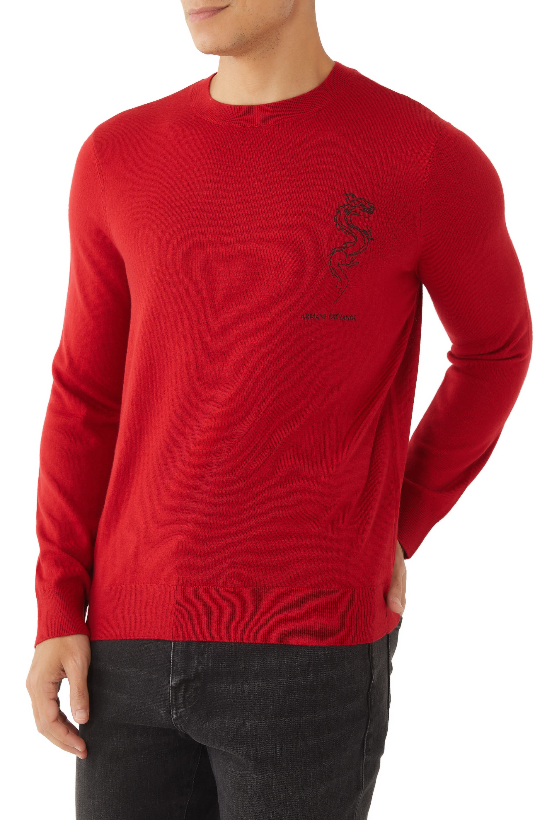 كنزة قطن بتطريز تنين