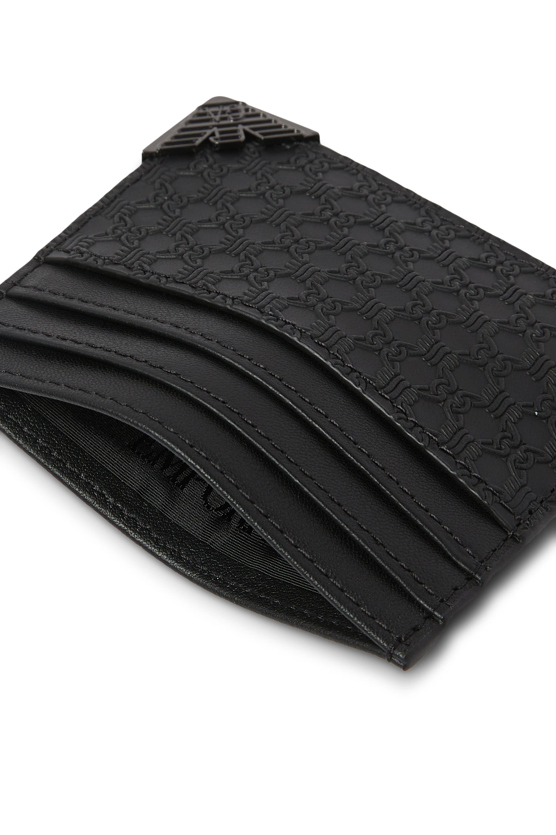 حافظة بطاقات بشعار الماركة جلد