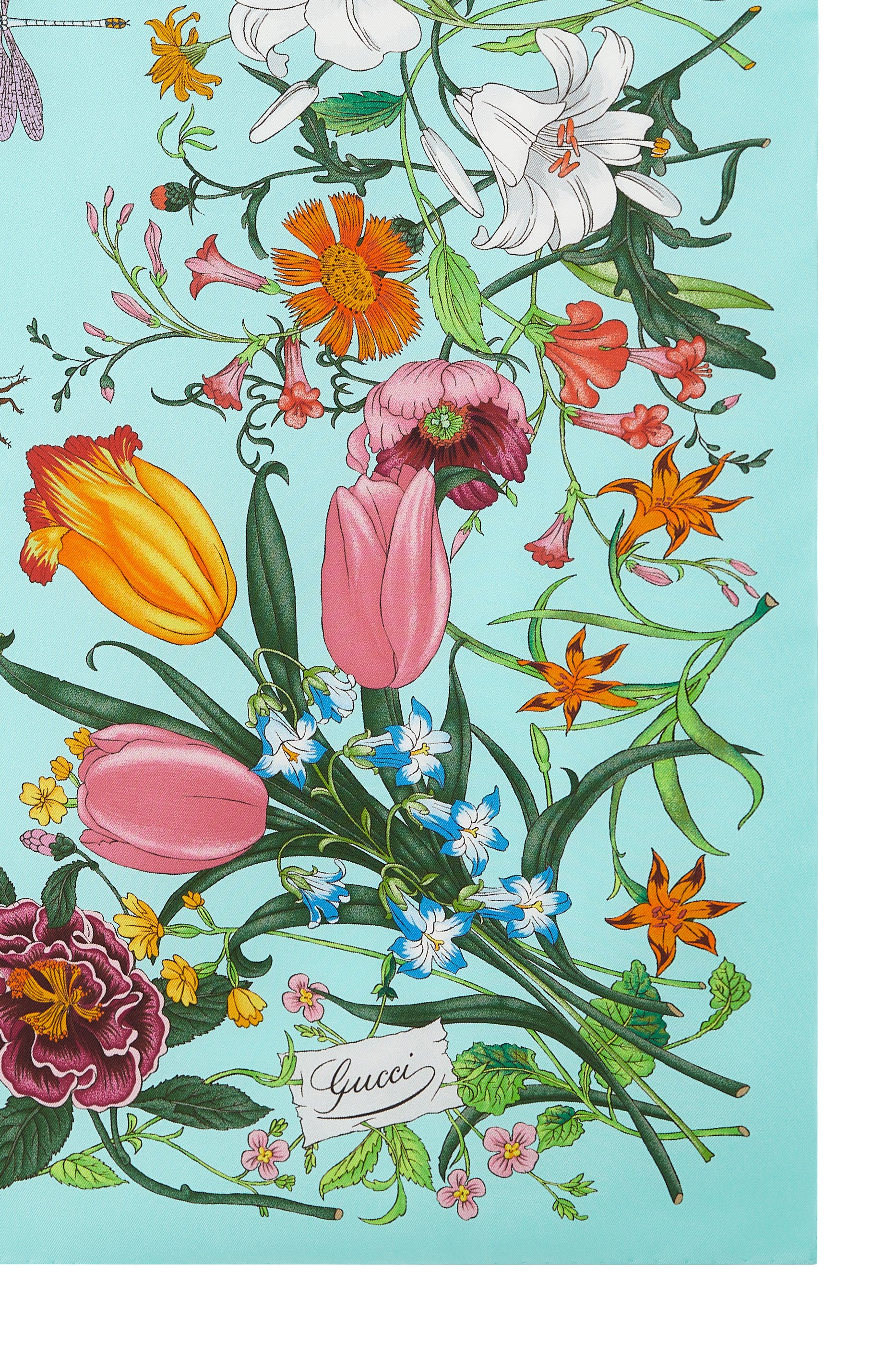 وشاح حرير بطبعات زهور