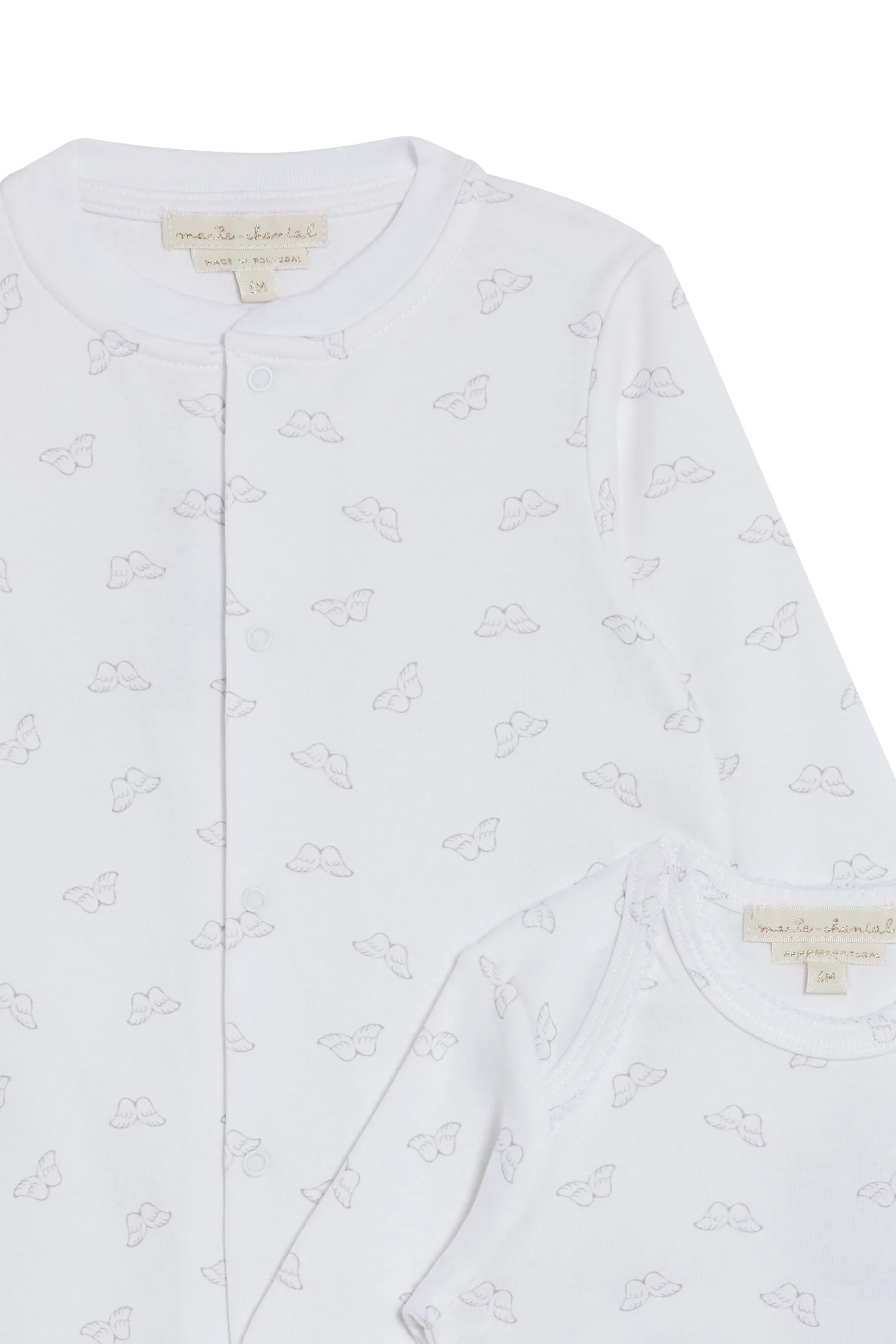 طقم بودي سوت بنقشة جناح ملائكة قطن عضوي للأطفال، 3 قطع