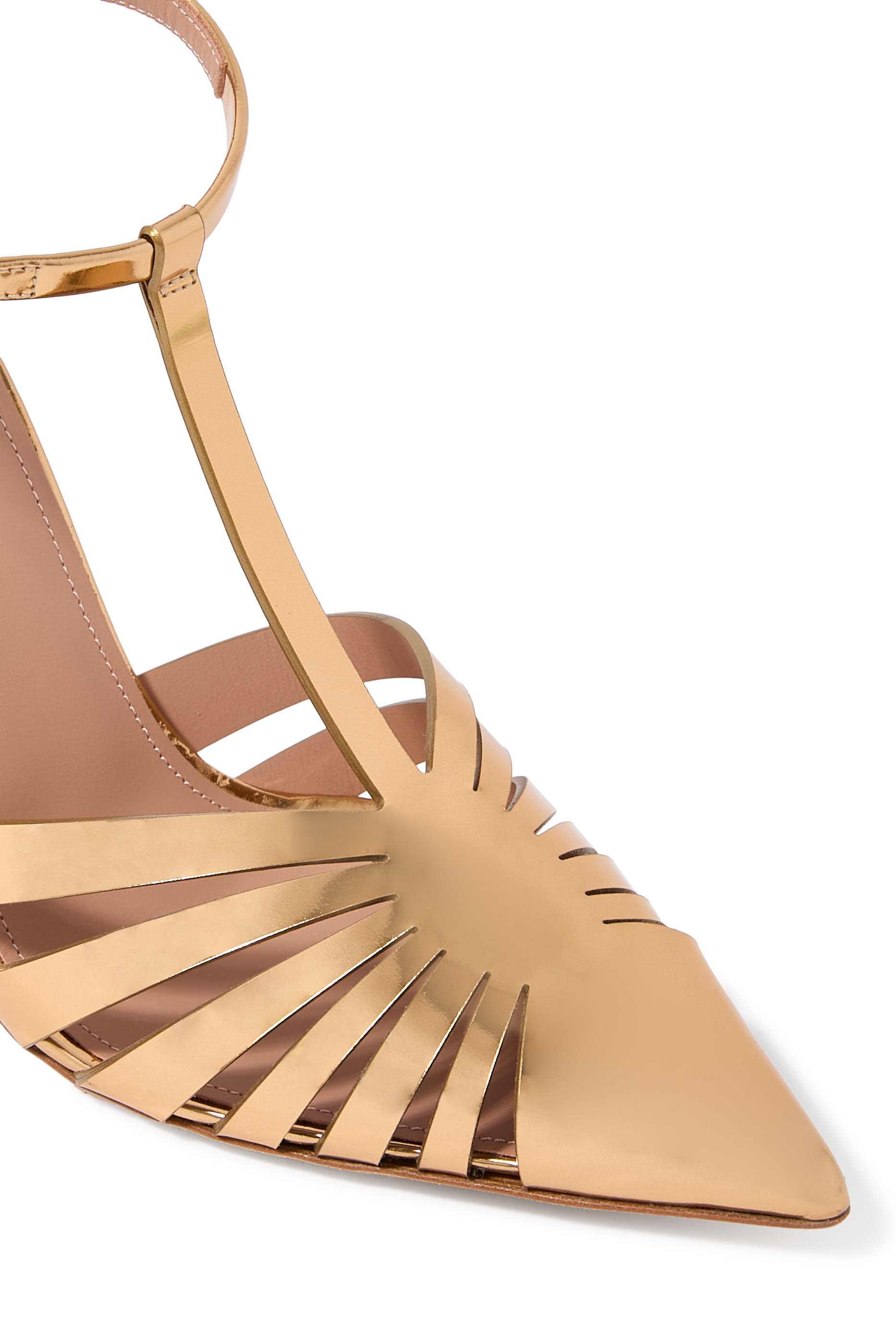 حذاء جينيفر 90 مفتوح من الخلف بكعب جلد لامع