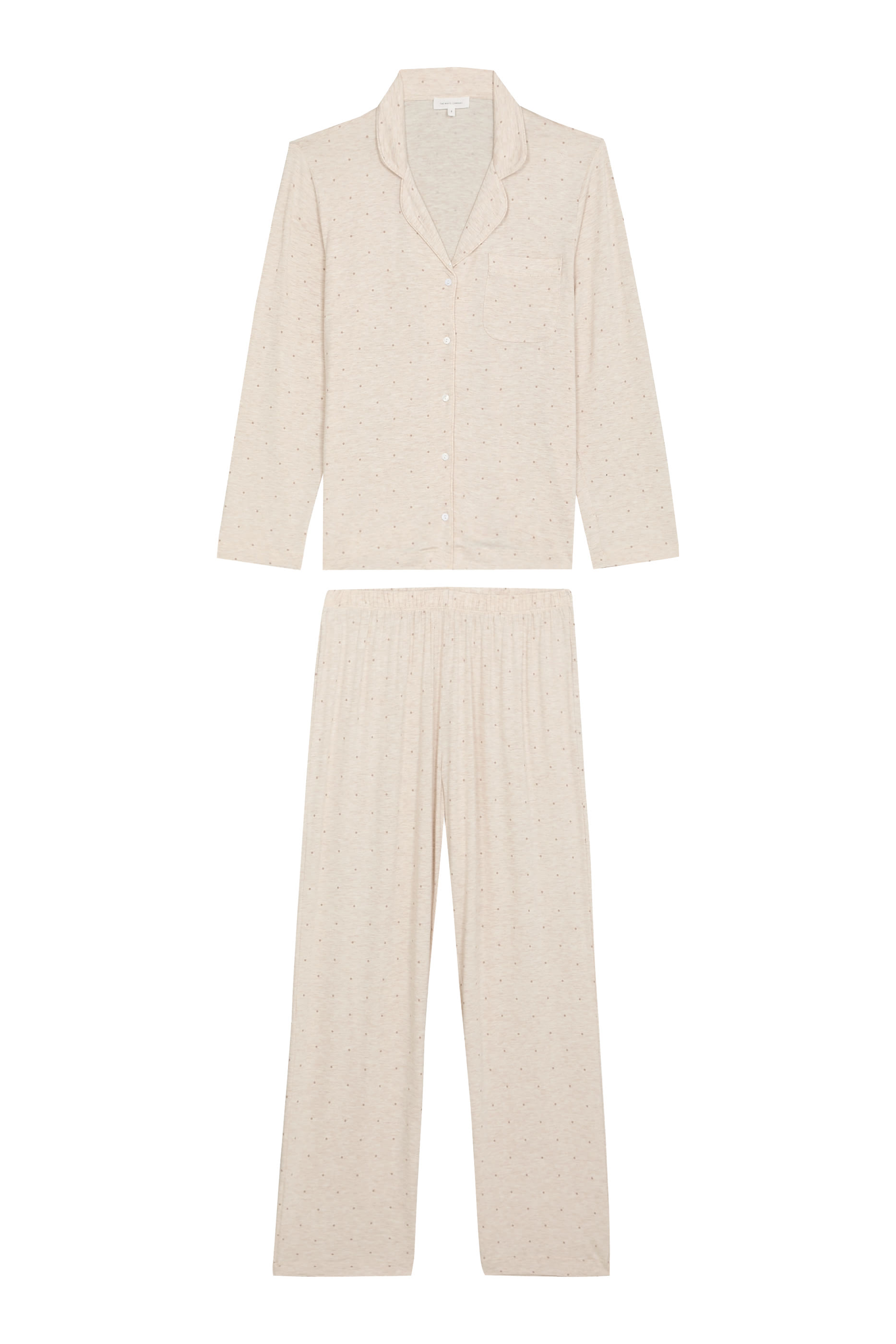 طقم بيجامة كلاسيكية بنقشة نقاط جيرسيه