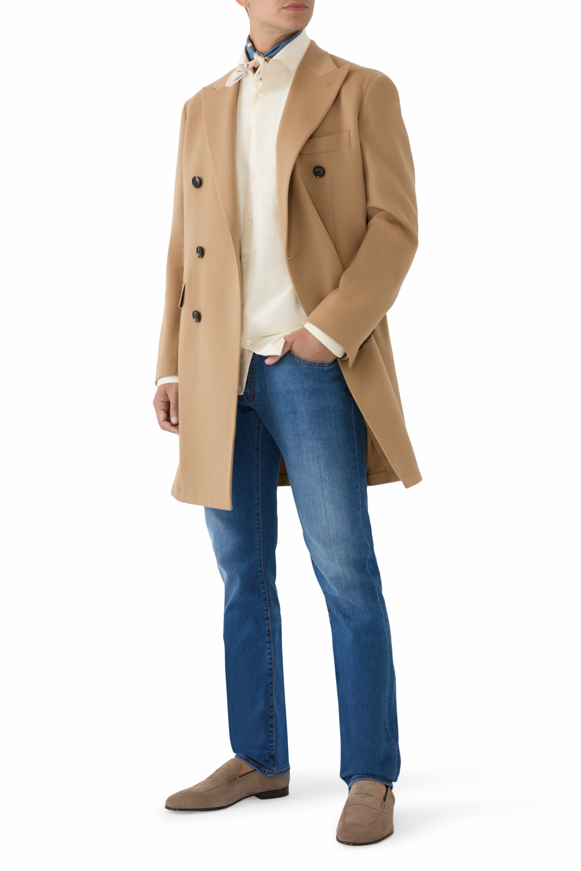 قميص سادة قطن كشمير حرير