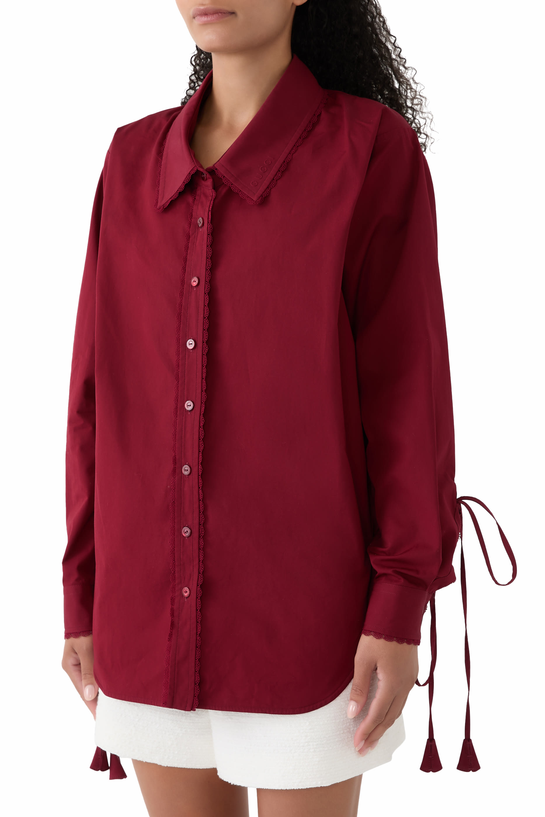 قميص مع ربطة قطن بوبلين