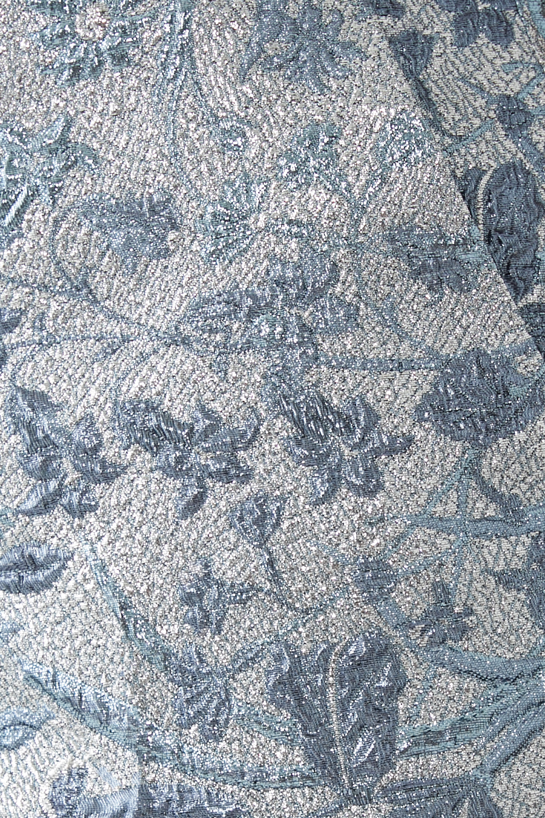 بنطال بقصة واسعة بروكيد لامع بنقشة زهور