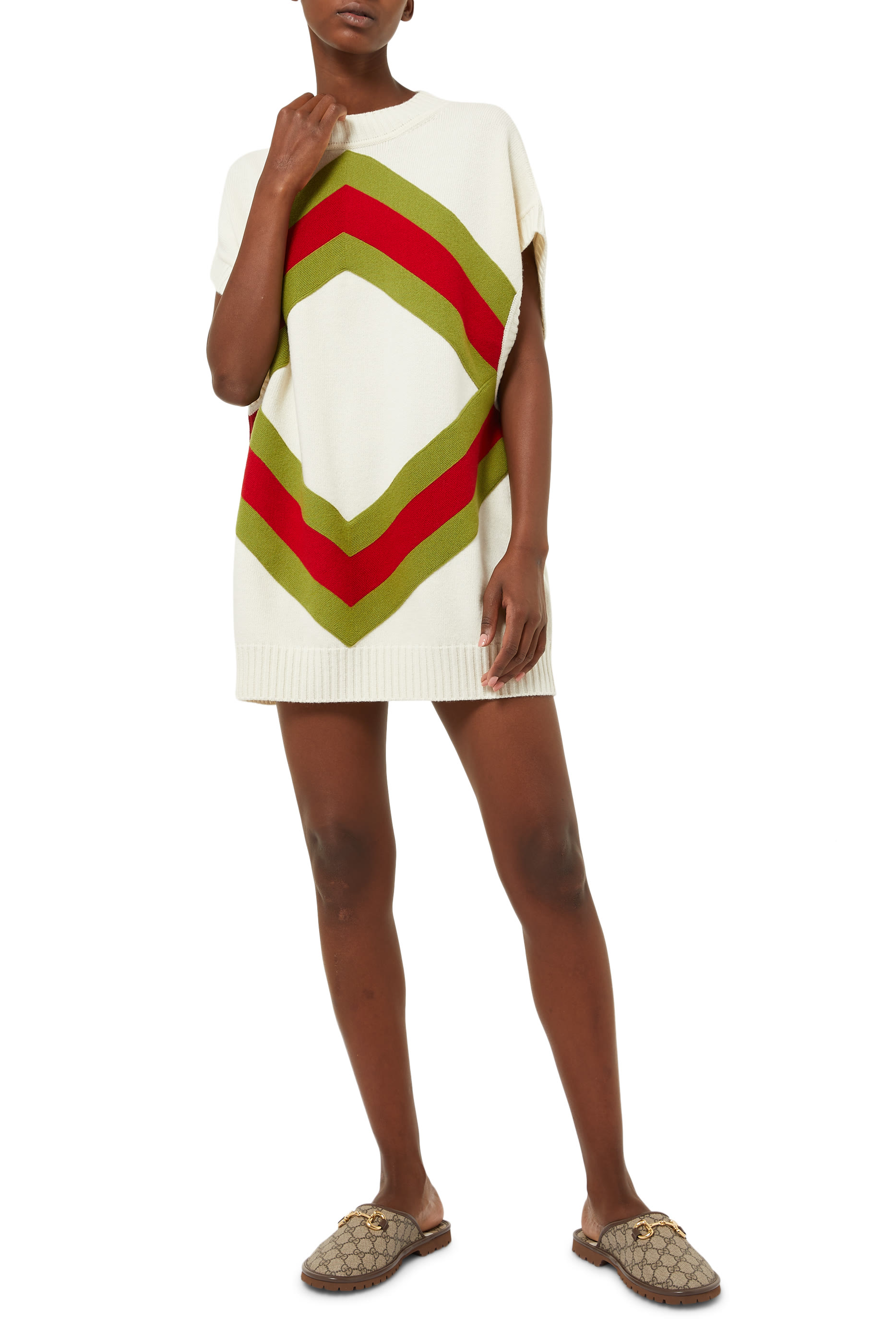 حذاء مفتوح من الخلف قنب بشعار GG&rlm;