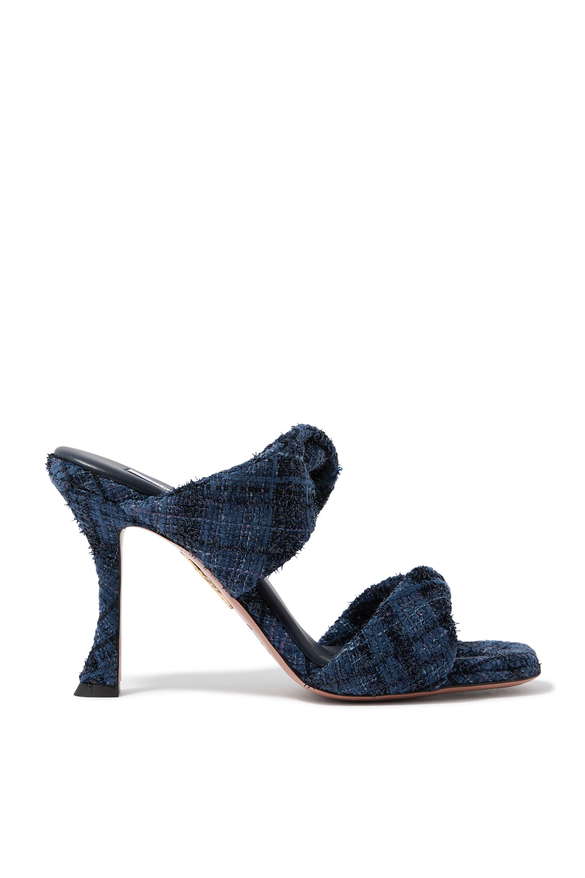 حذاء 95 مفتوح من الخلف بسيور ملفوفة تويد