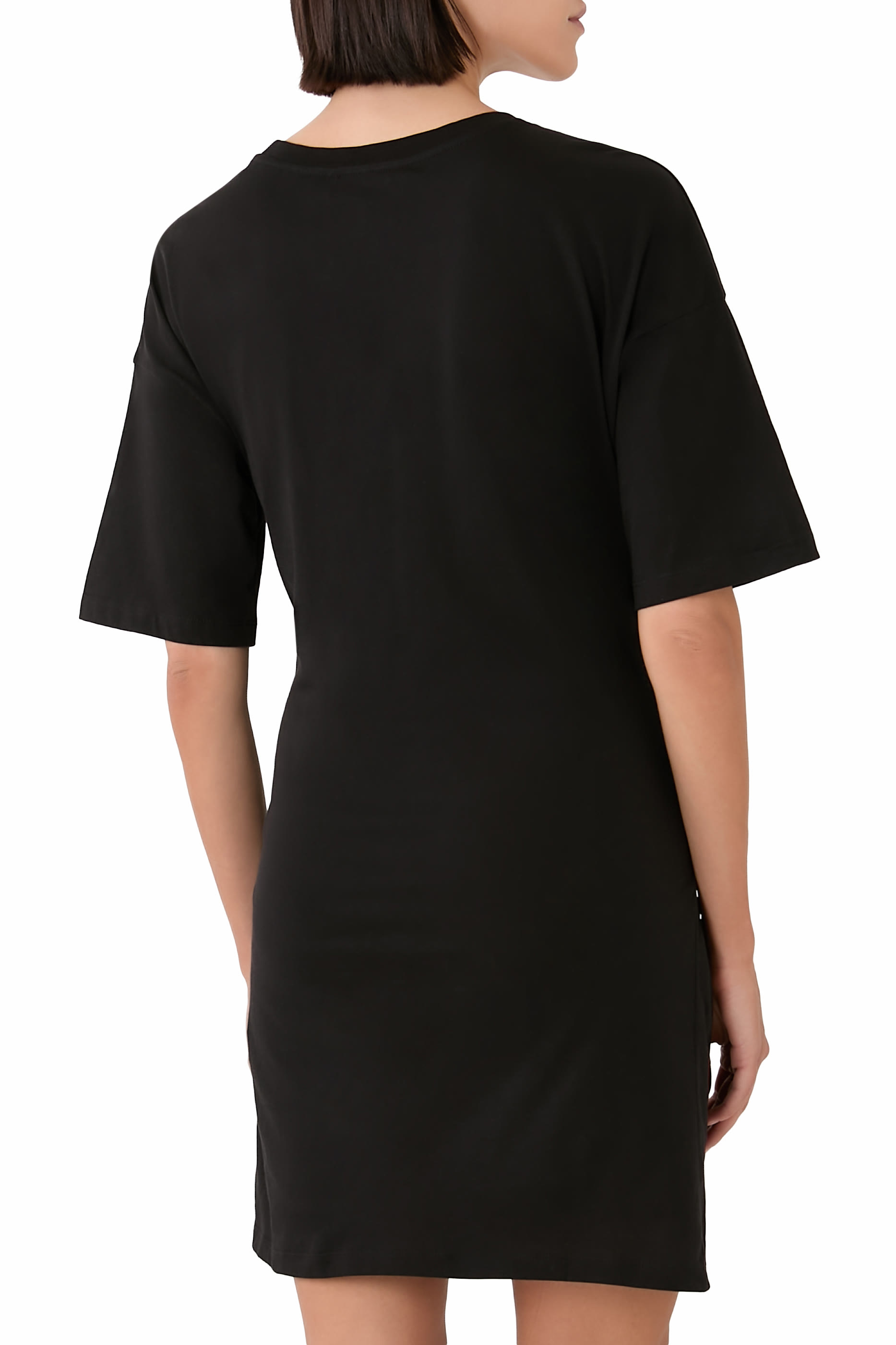 فستان قصير بخصر مزين بشريط