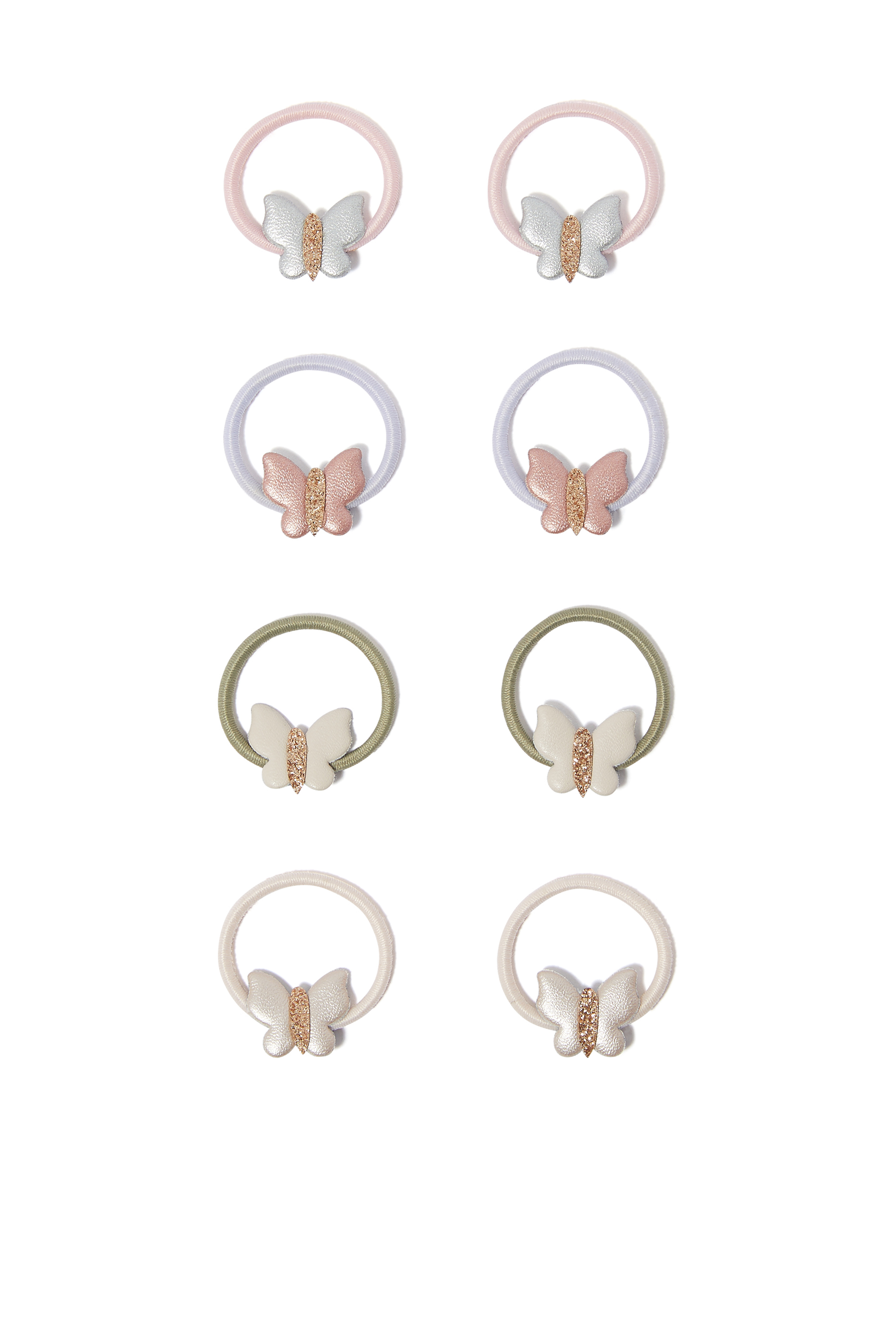طقم ربطات شعر صغيرة على شكل فراشة بألوان الباستيل 8 قطع