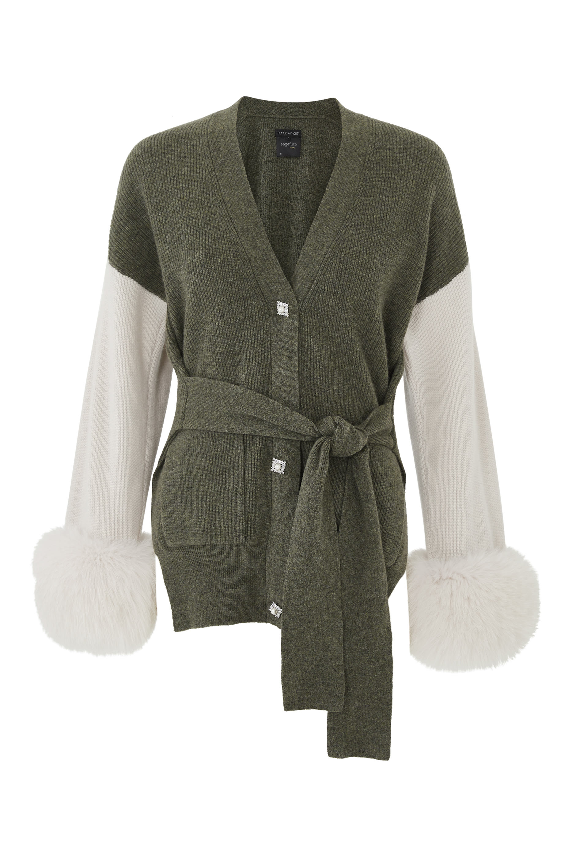 كارديجان بتصميم مقسم بألوان وحزام