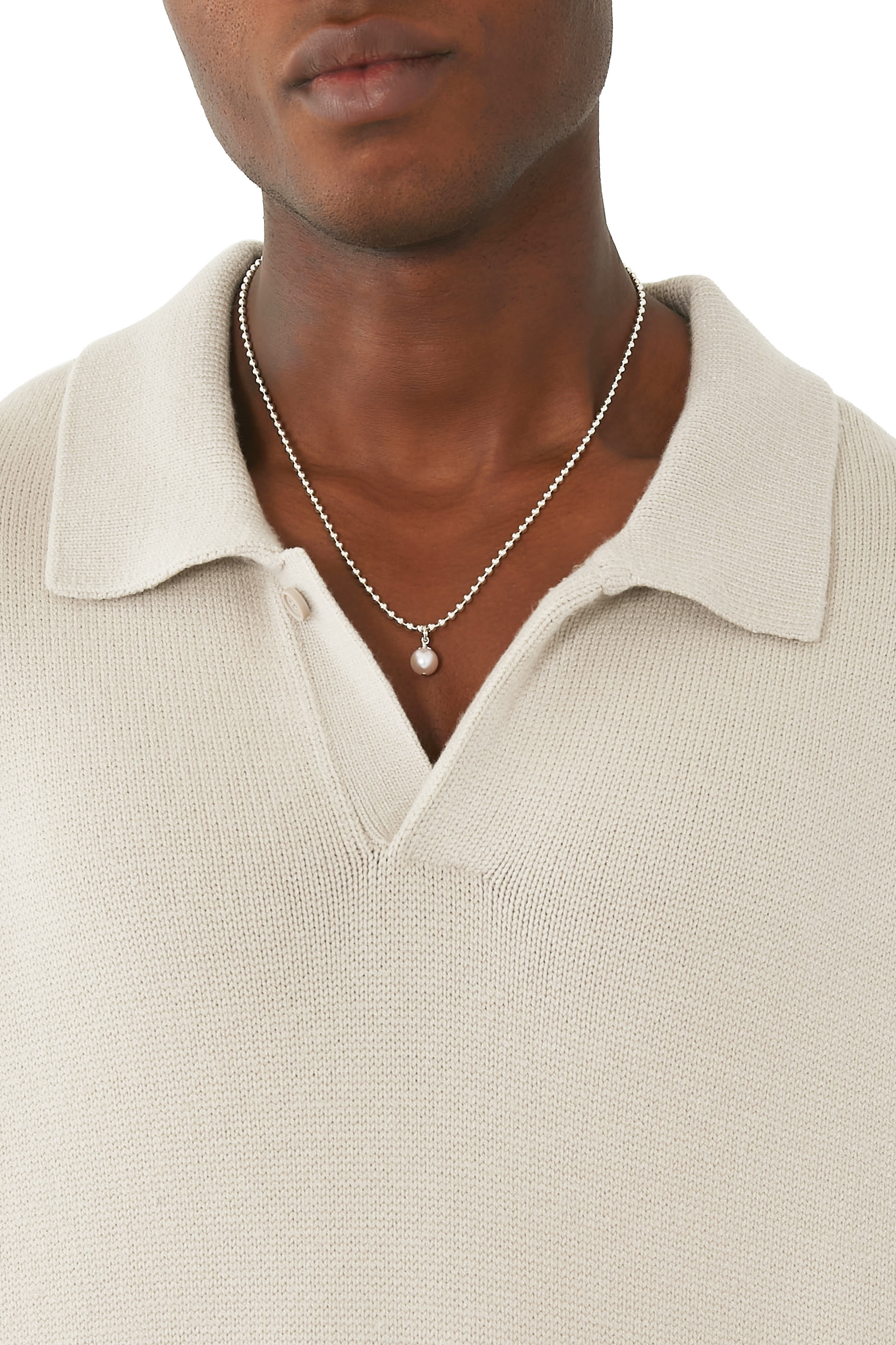 قلادة بسلسلة بحلقات كروية وماس فضة إسترلينية