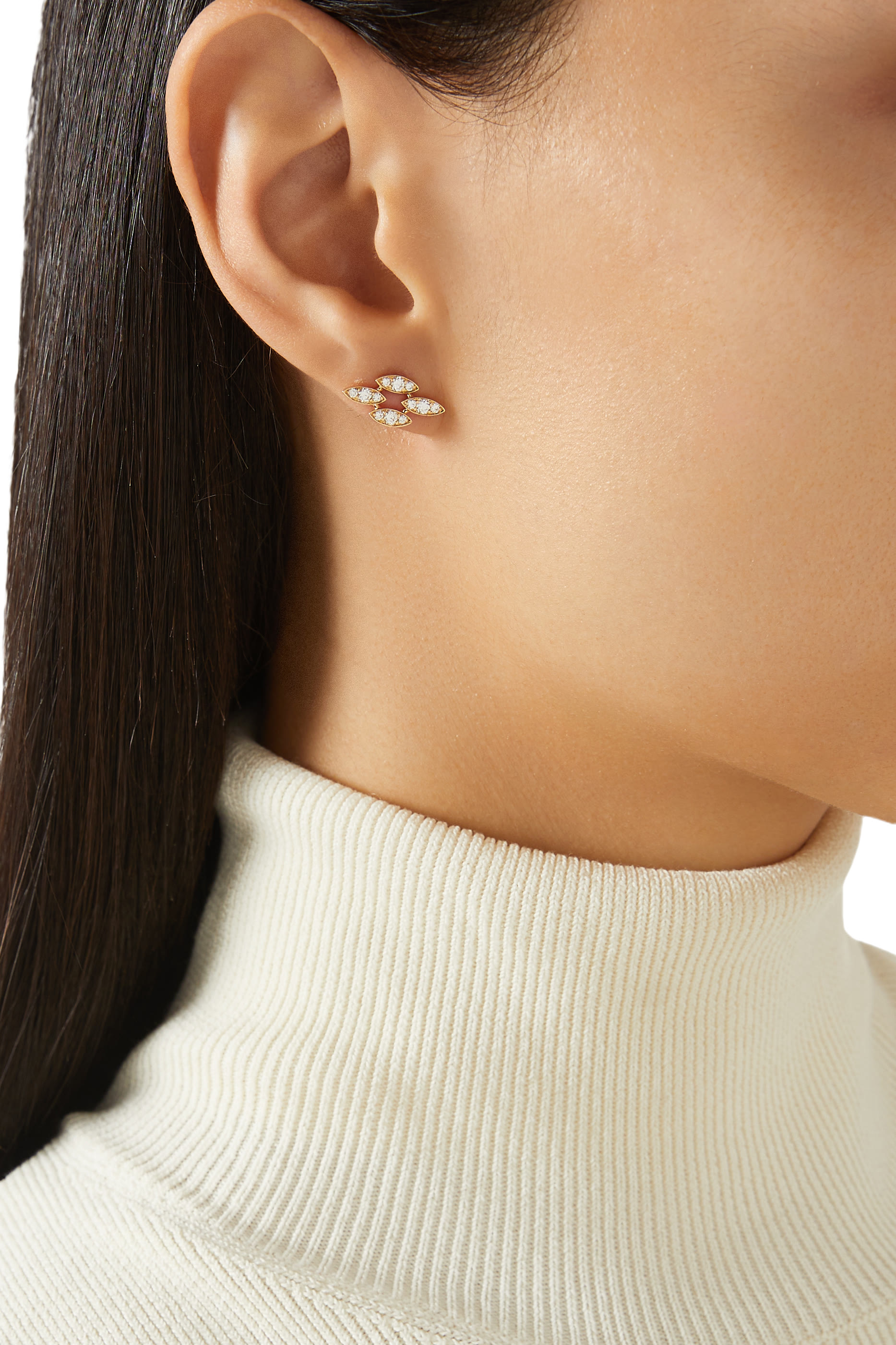 أقراط برق ماركيز مرصعة بماس، ذهب أصفر عيار 18