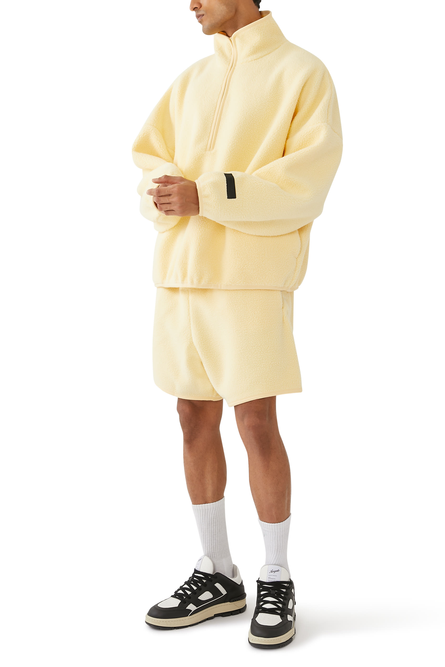 كنزة بنصف سحاب وياقة عالية صوف قطبي