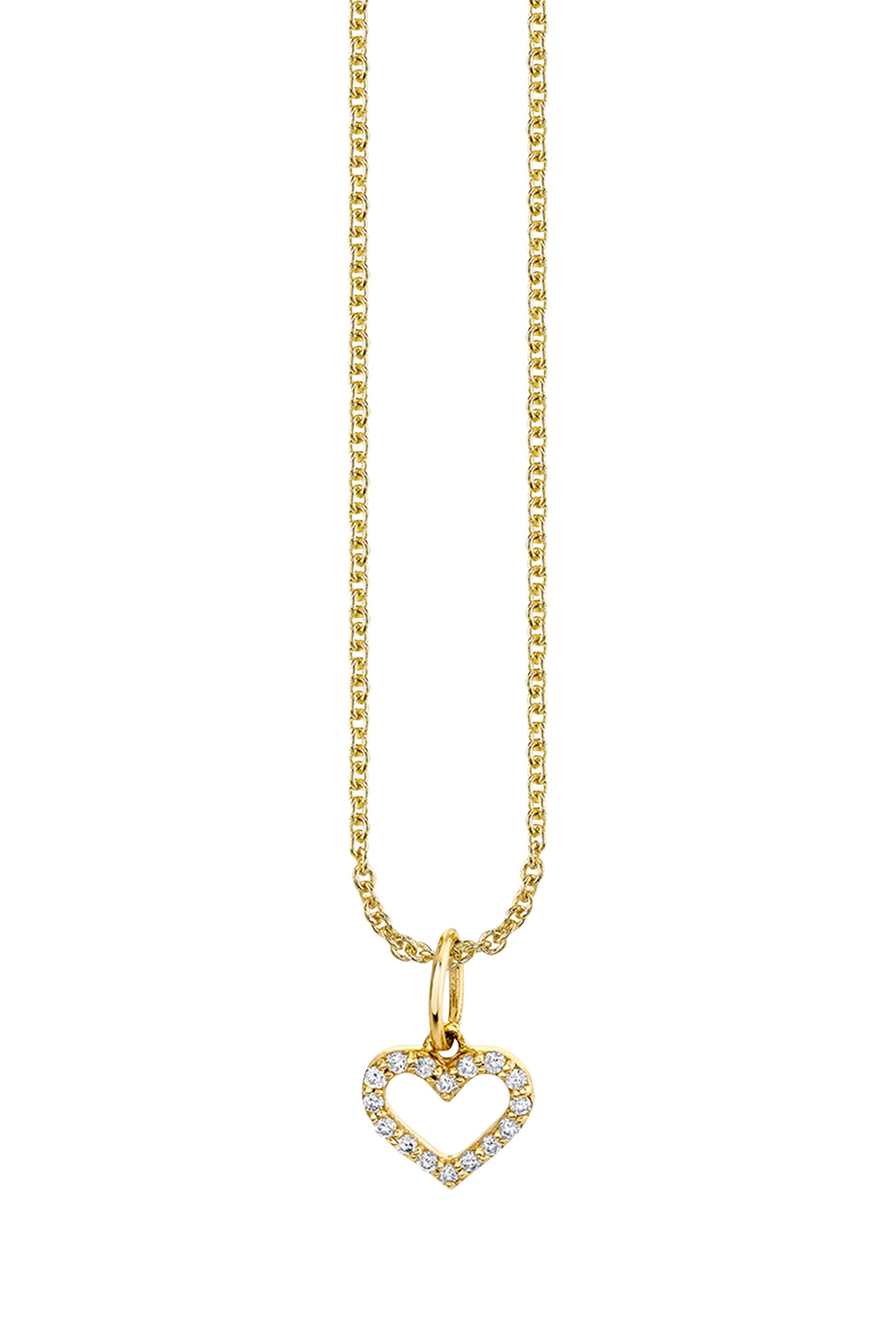 قلادة بدلاية بتصميم قلب مفتوح مرصعة بالماس ذهب أصفر عيار 14