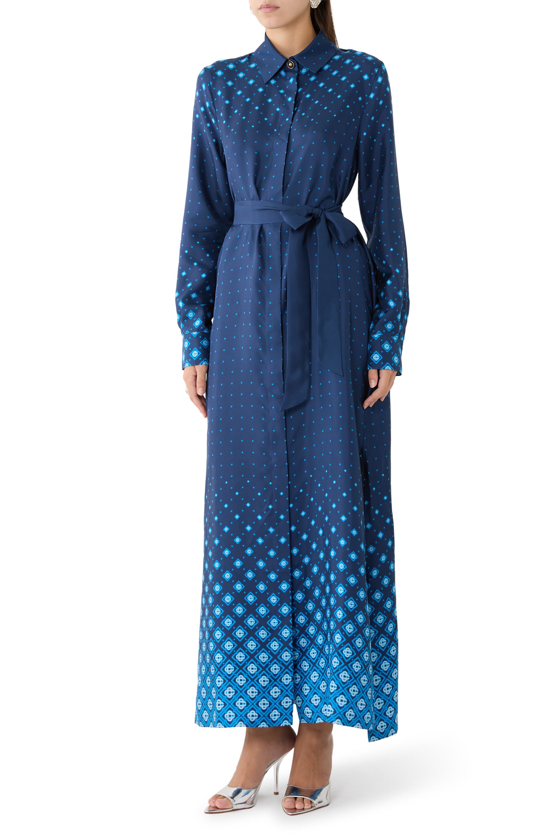 Gradient Silk Shirt Dress