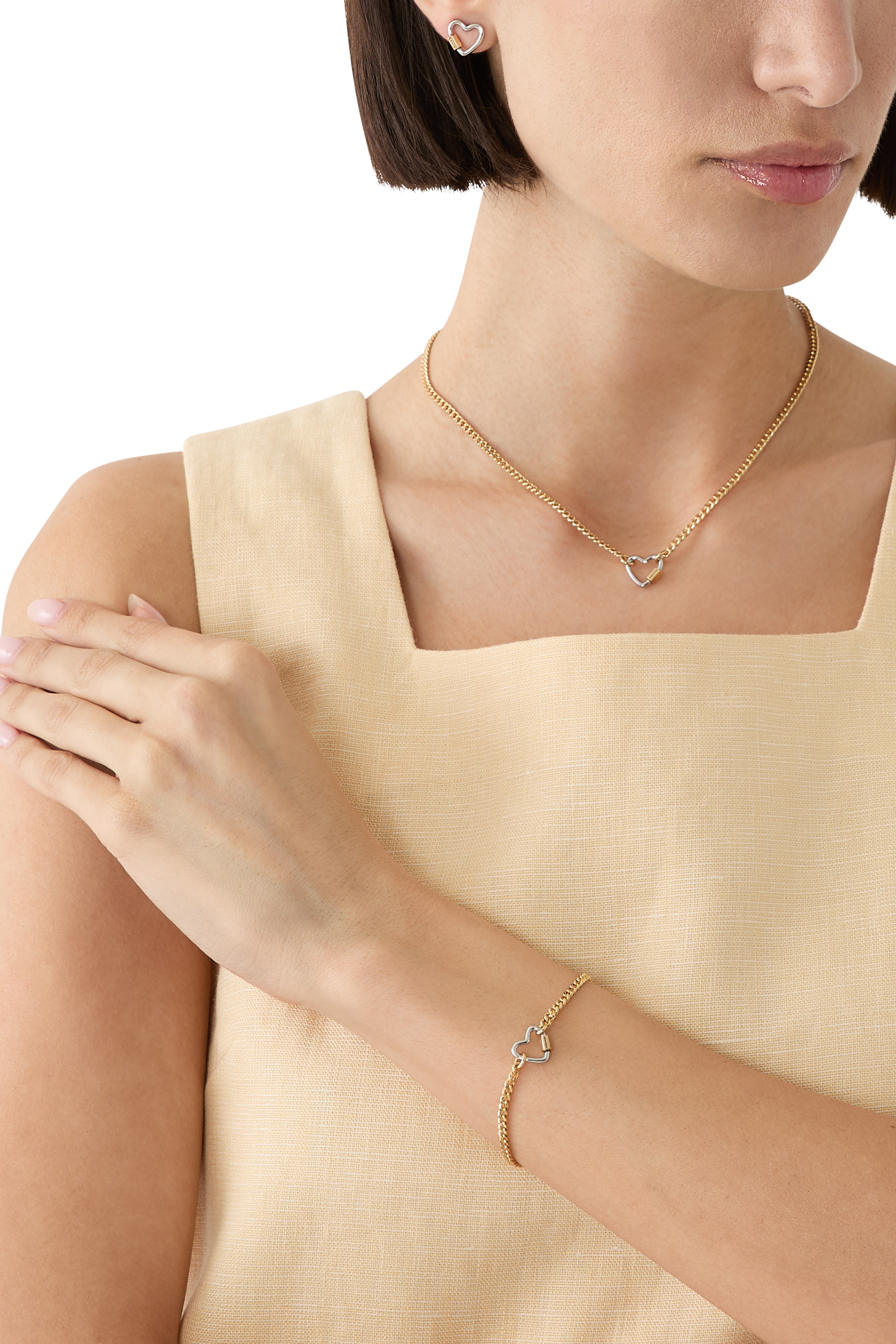 سوار بحلية بتصميم قلب بمشبك حلقي، نحاس