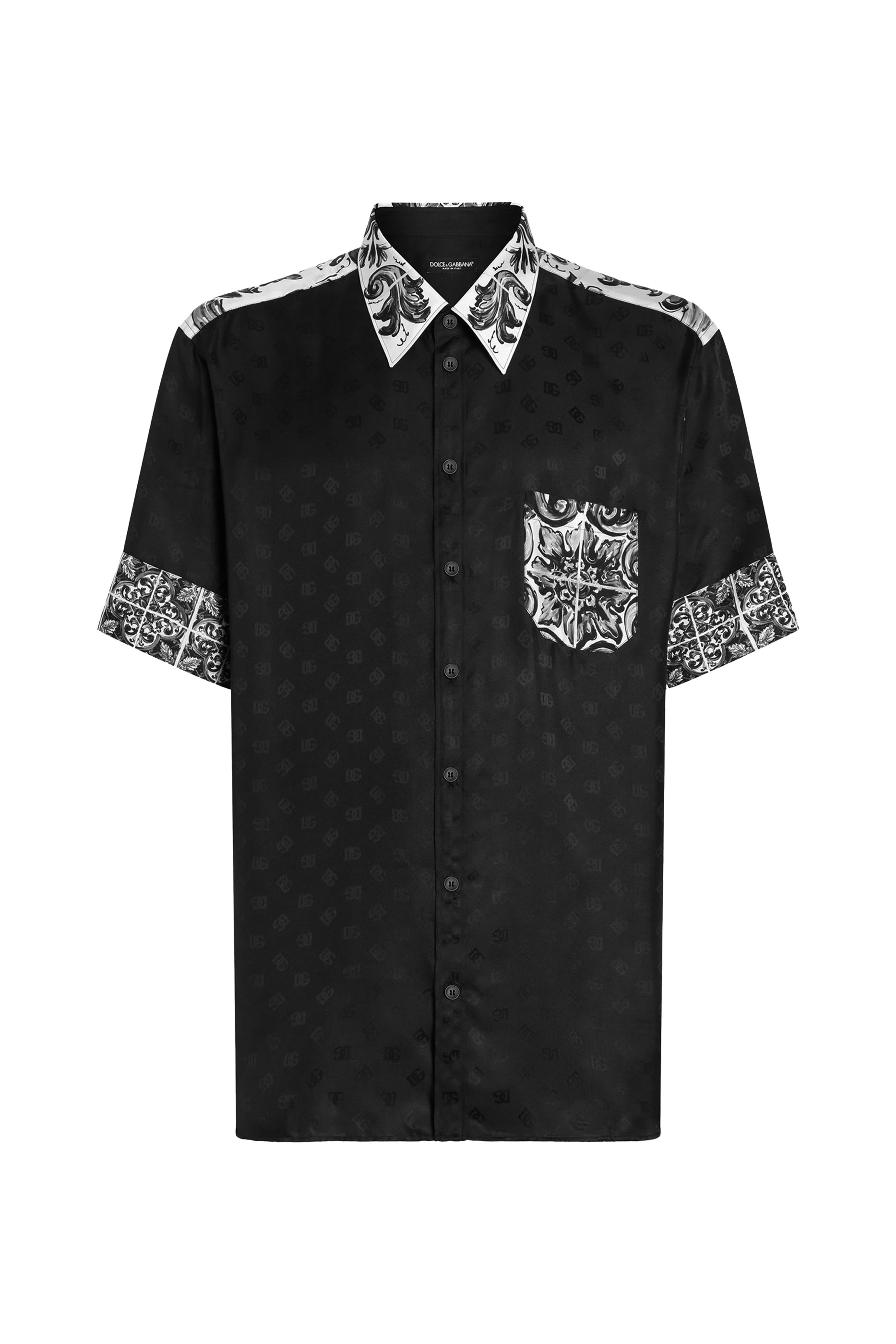 قميص هاواي بطبعة مايوليكا حرير جاكار