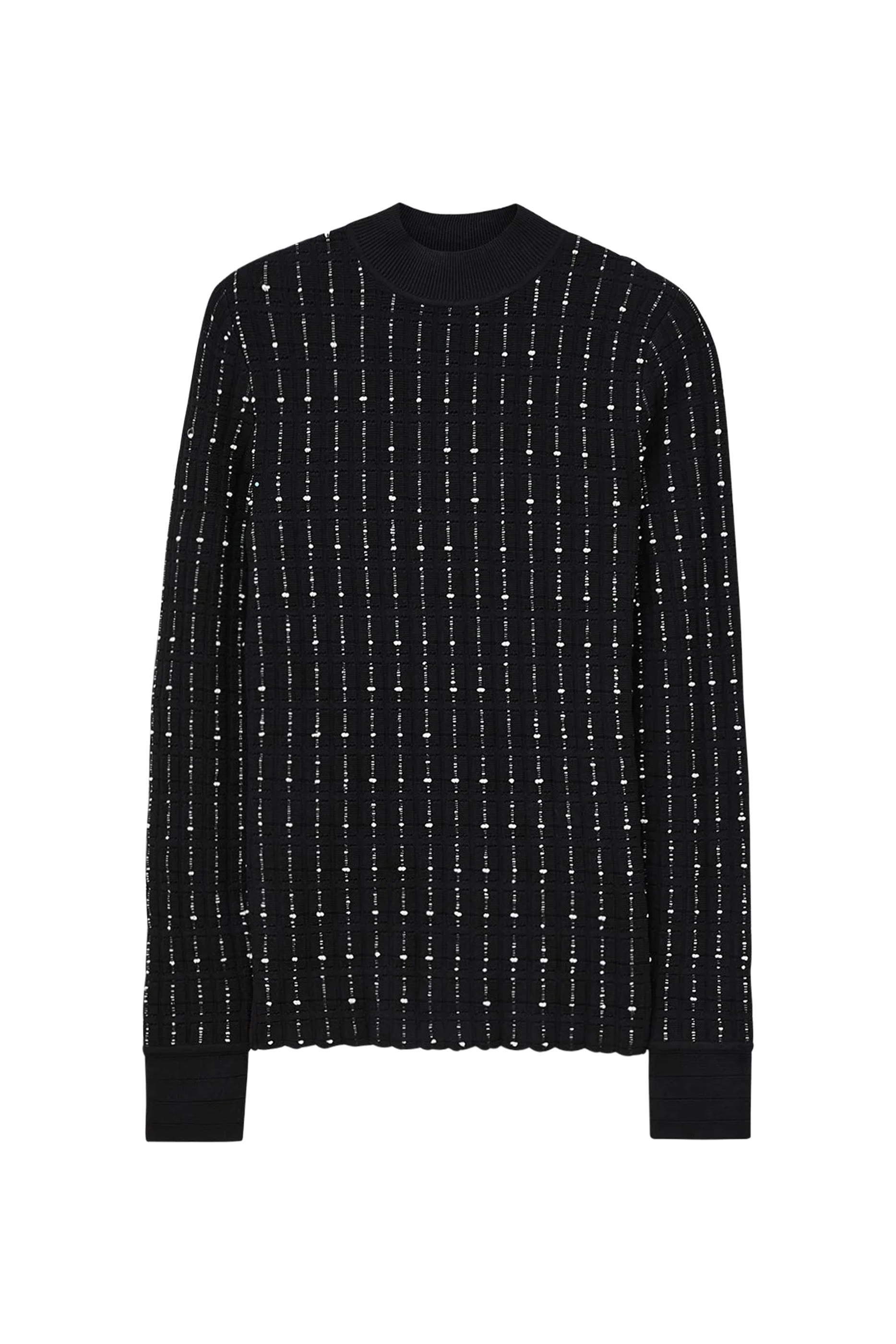 بلوزة بياقة ضيقة وخطوط متقطعة