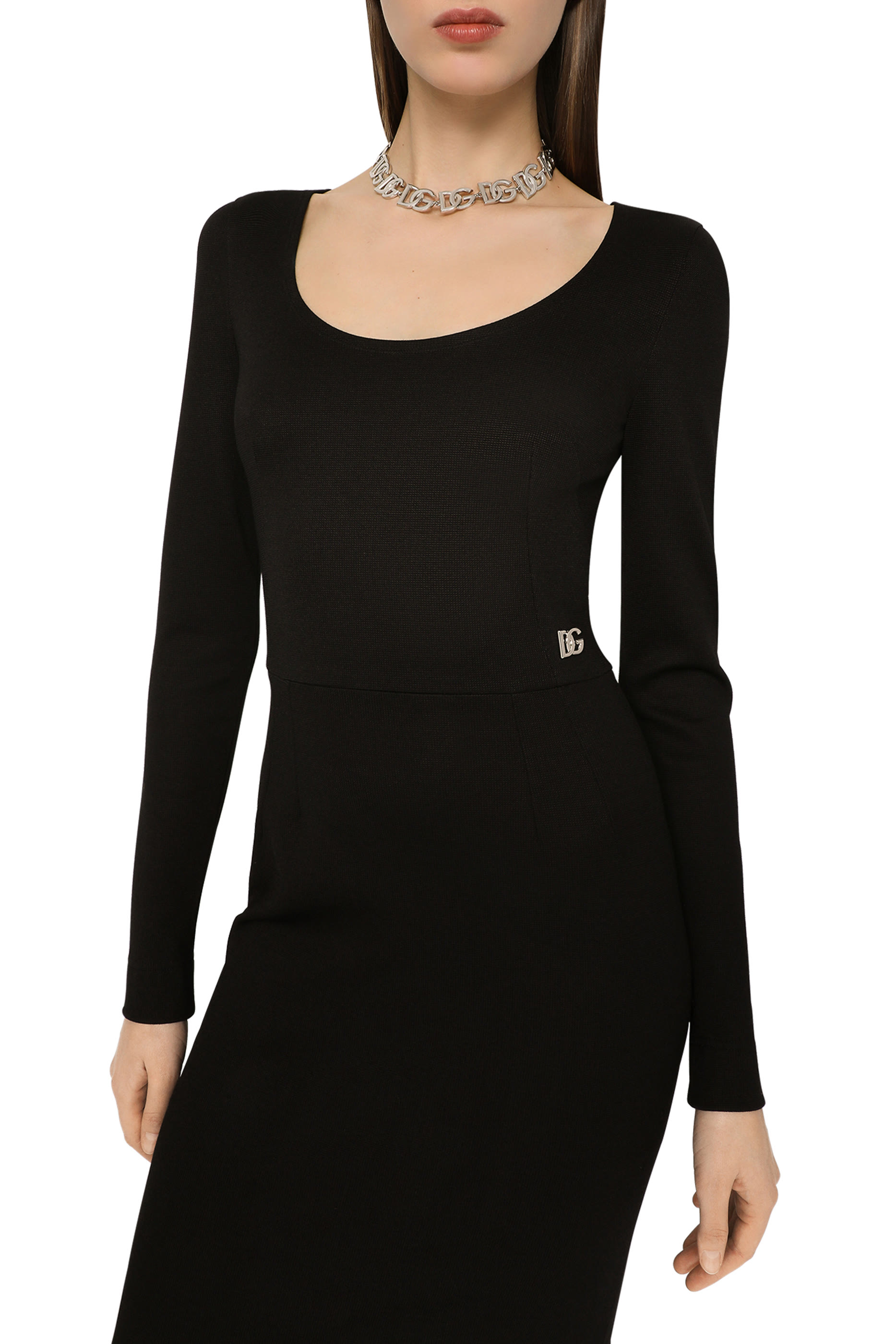 فستان ميلانو متوسط الطول بلا أكمام قماش مضلع