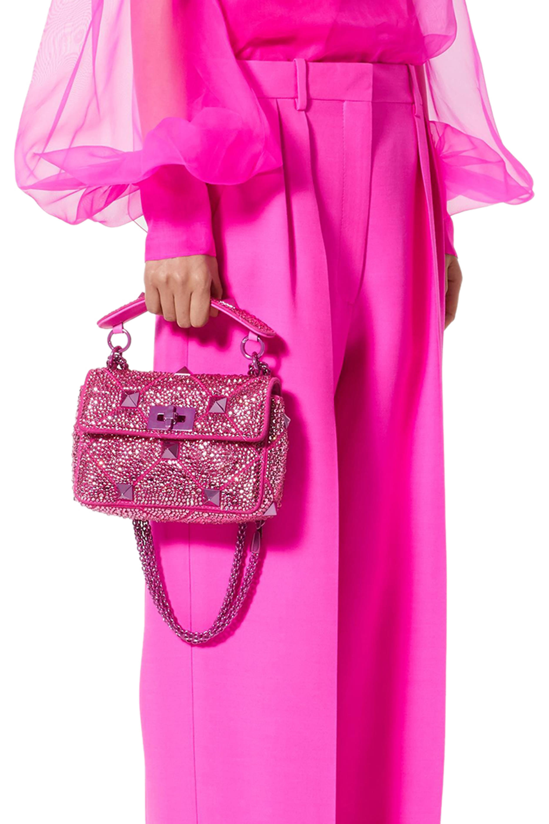 حقيبة كتف فالنتينو جارافاني بكريستالات وحلي رومان صغيرة