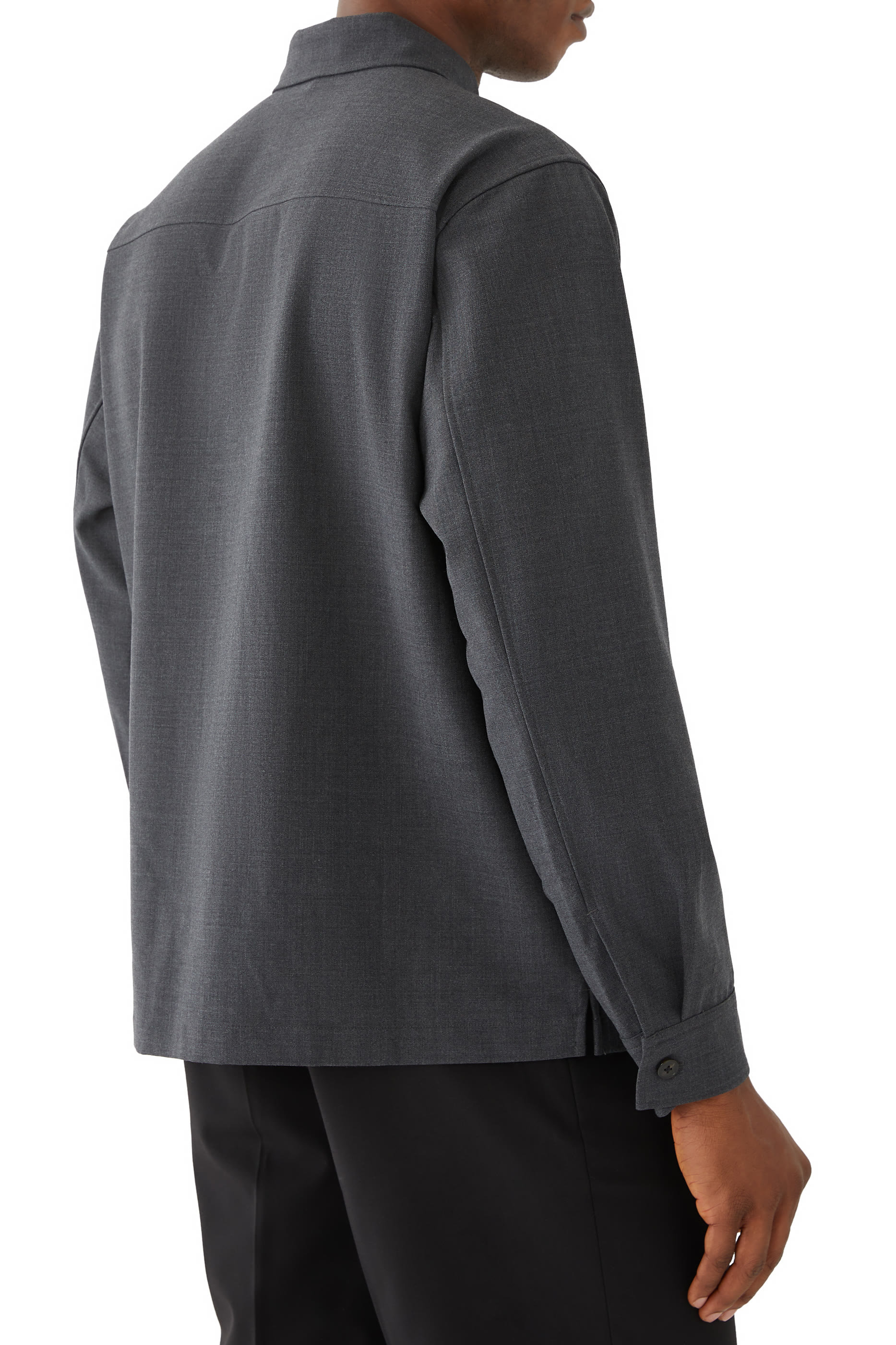 قميص بتصميم جاكيت مزيج صوف تويل