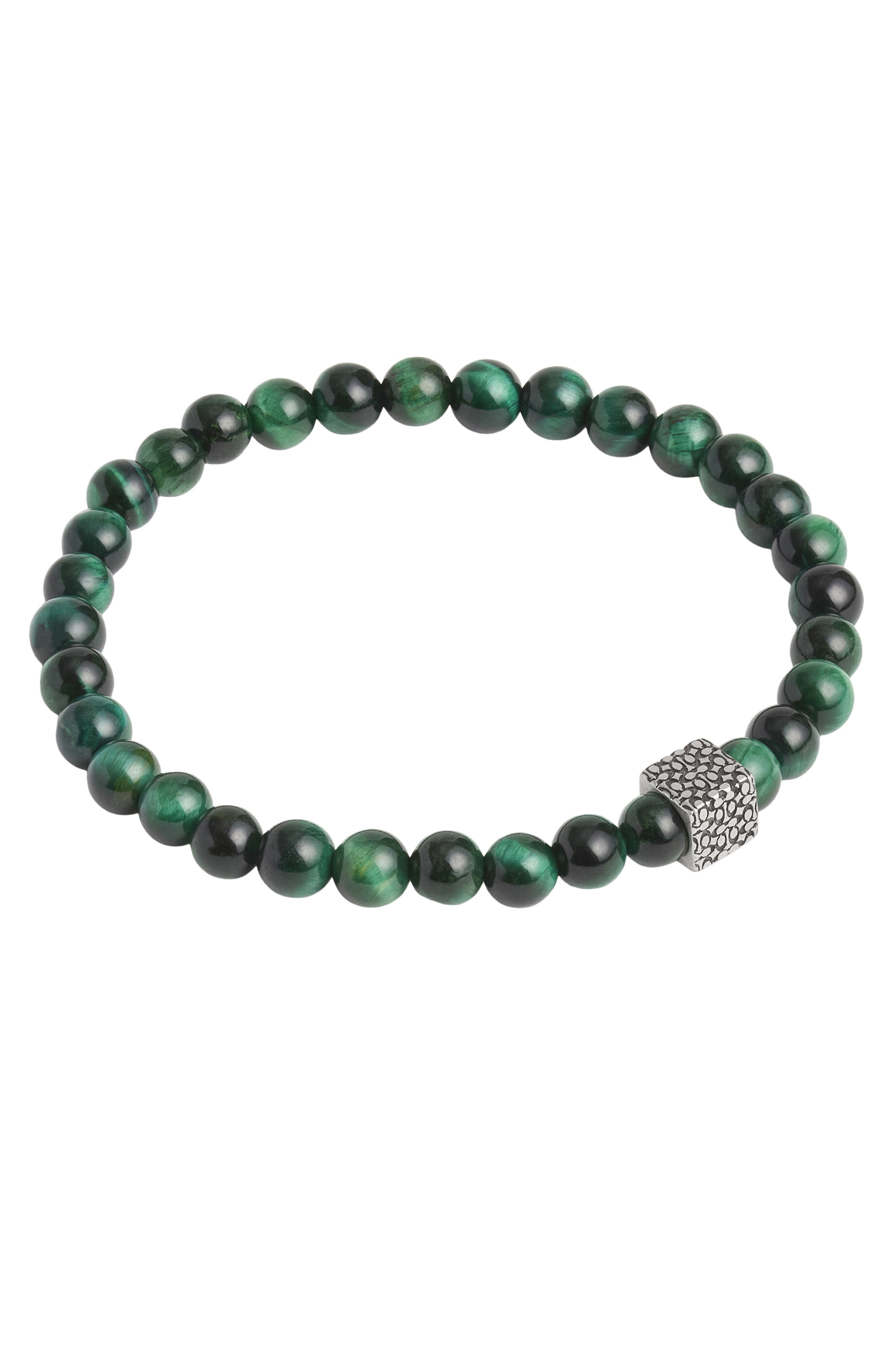 سوار مطاطي بخرز عين النمر وحلية فضة إسترلينية