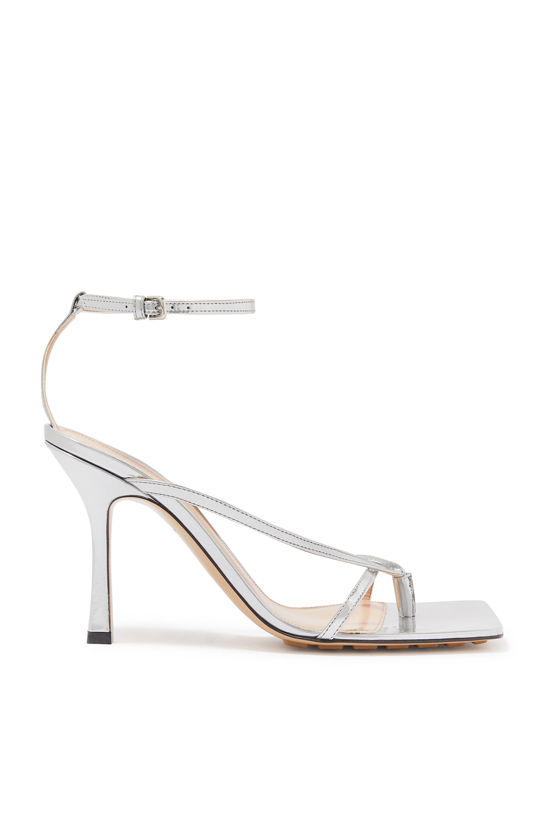 صندل مطاطي جلد بسيور وكعب مقاس 90 مم