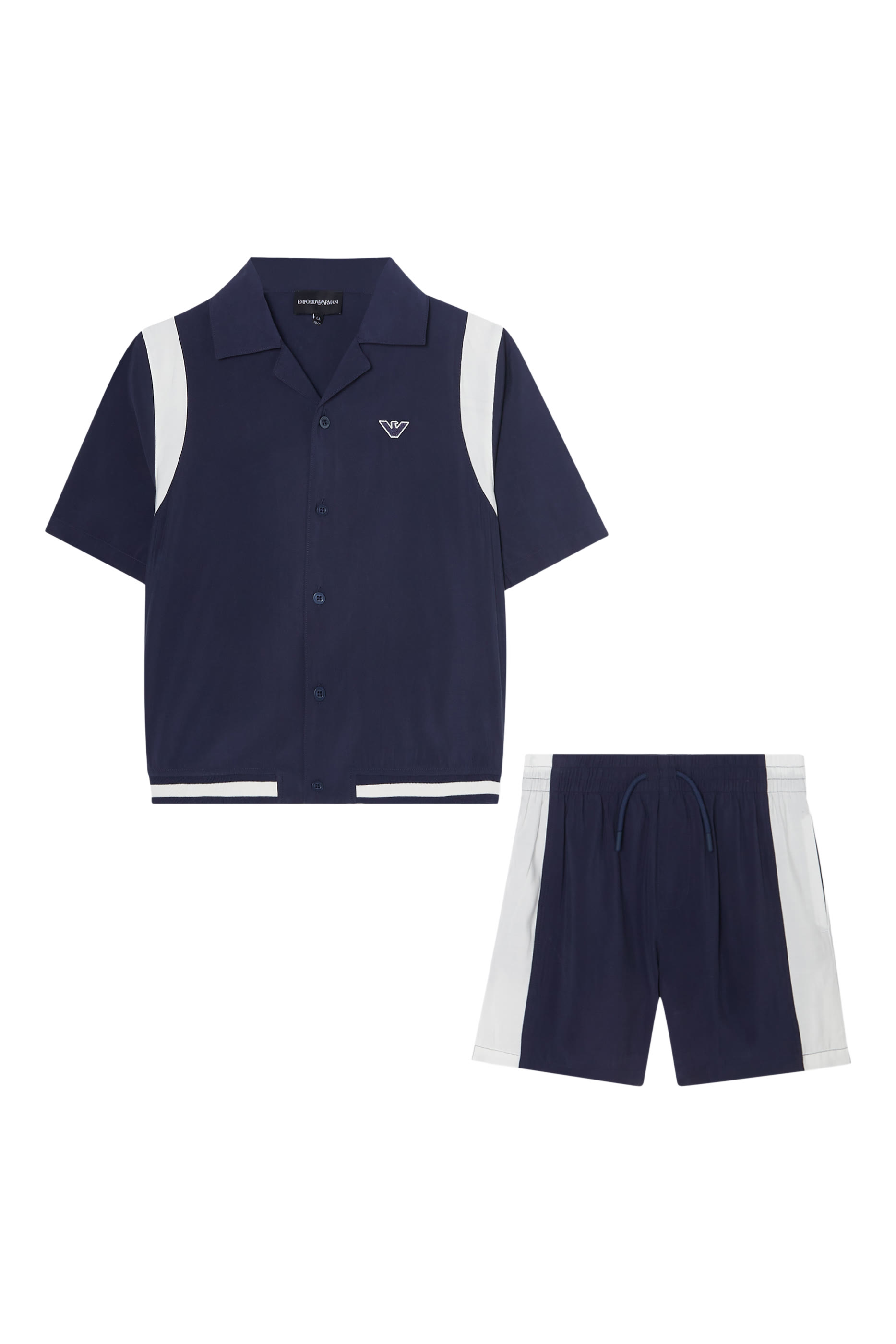 طقم قميص بشعار الماركة وشورت برمودا للأطفال