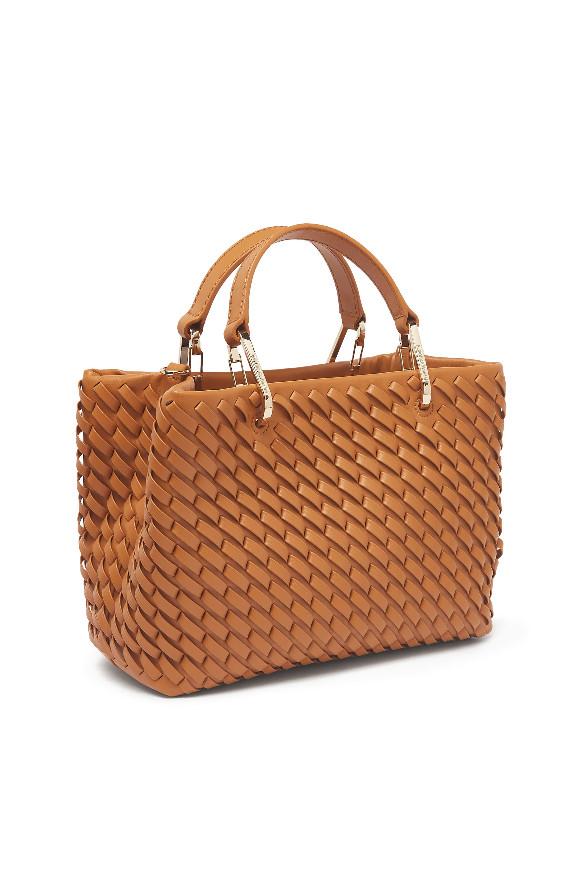 حقيبة يد بشعار الماركة جلد بتصميم متشابك