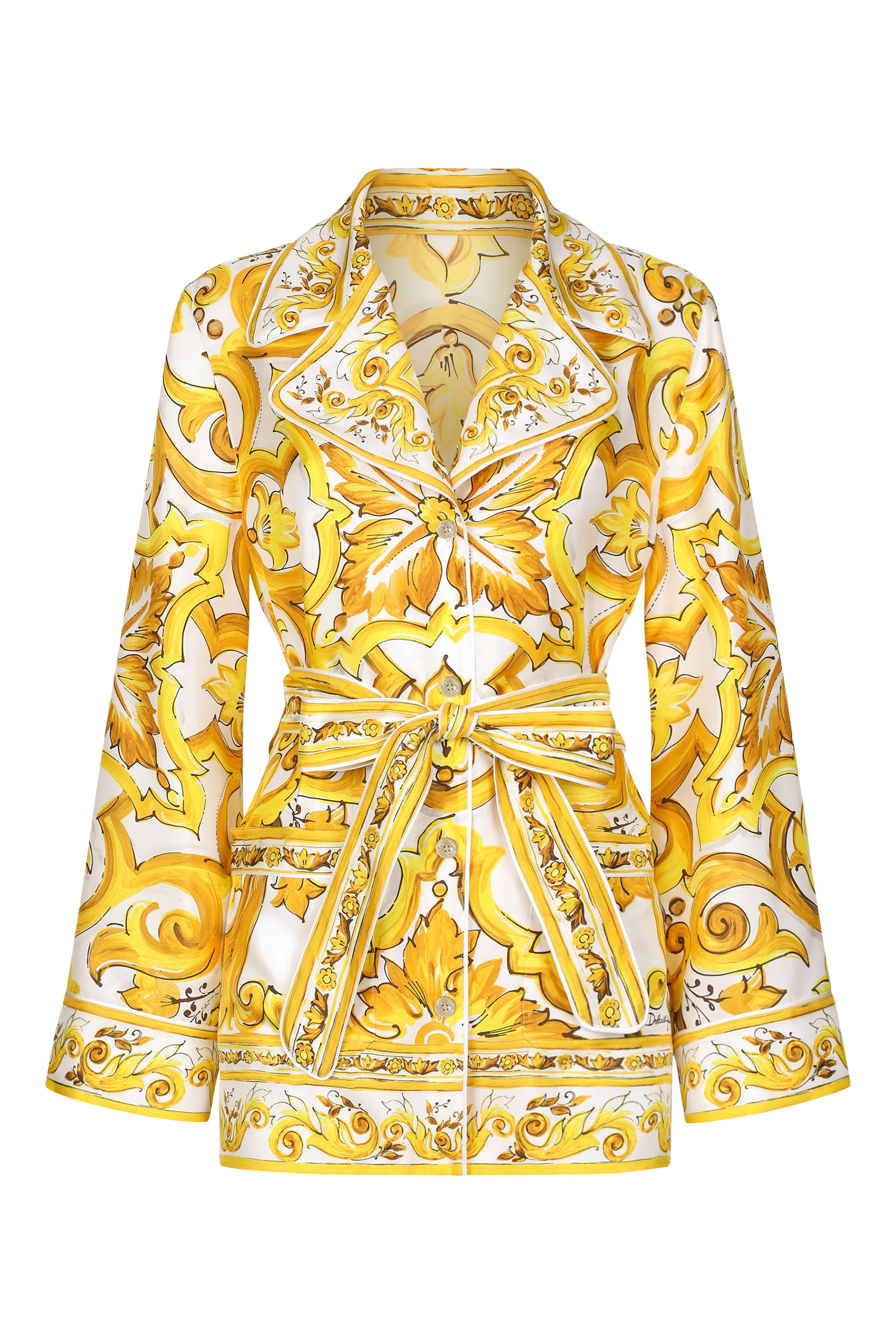 قميص بيجاما بطبعات مايولكا حرير تويل